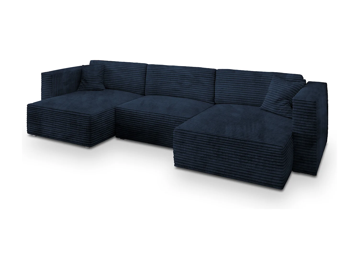 Canapé d'angle SARMO Bleu en velours côtelé avec fonction de couchage