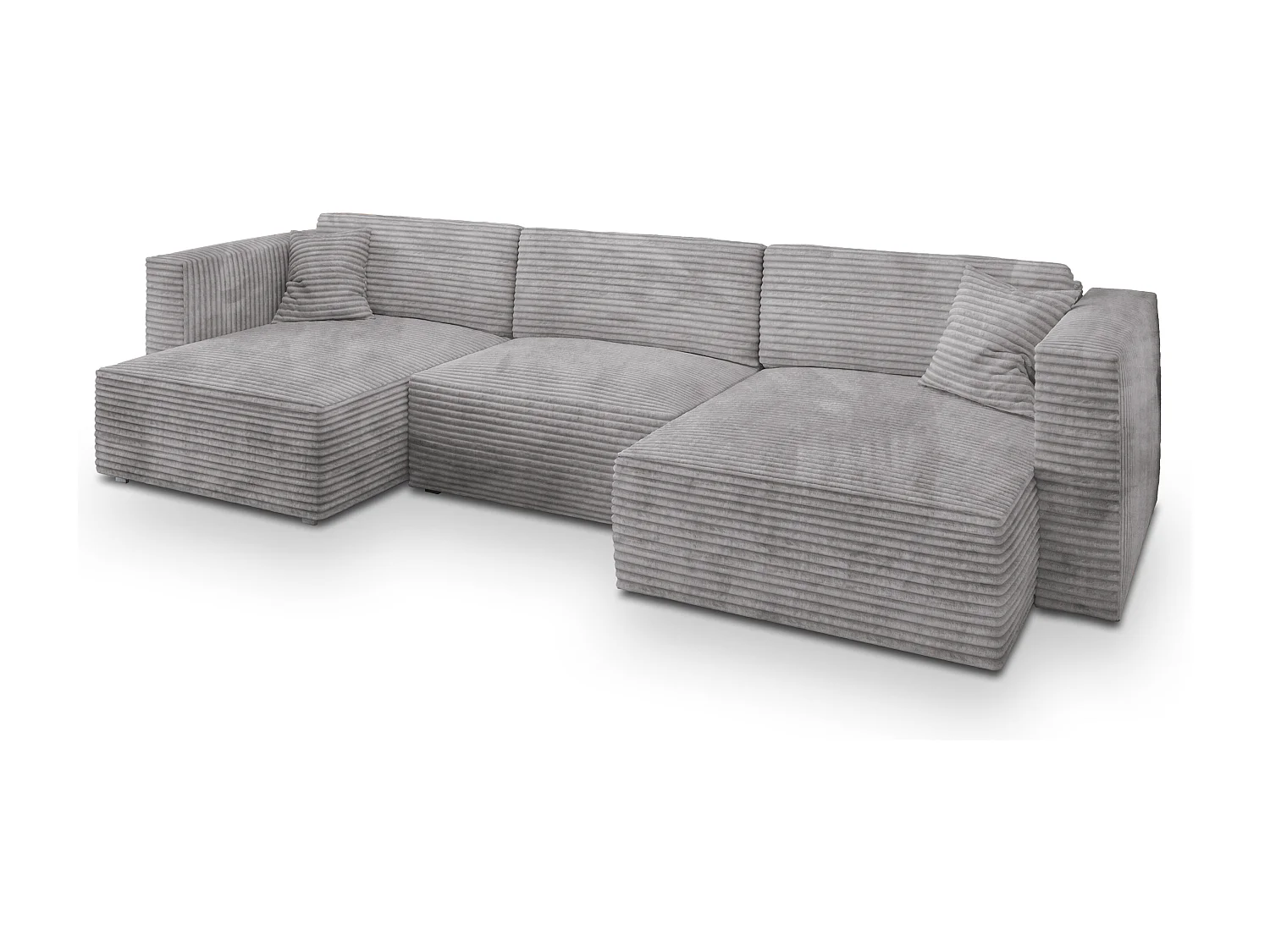 Canapé d'angle SARMO Gris clair en velours côtelé avec fonction de couchage