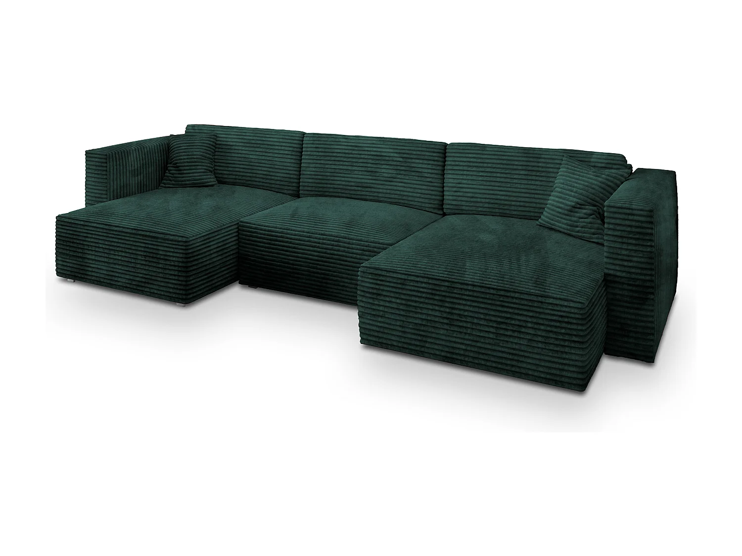 Canapé d'angle SARMO Vert Sapin en velours côtelé avec fonction de couchage