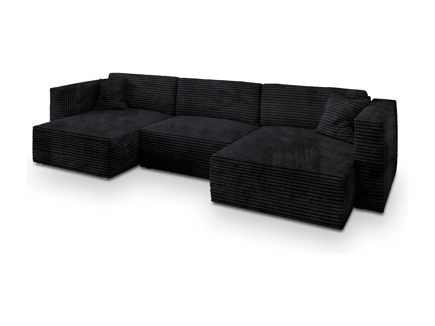 Canapé d'angle SARMO Noir en velours côtelé avec fonction de couchage