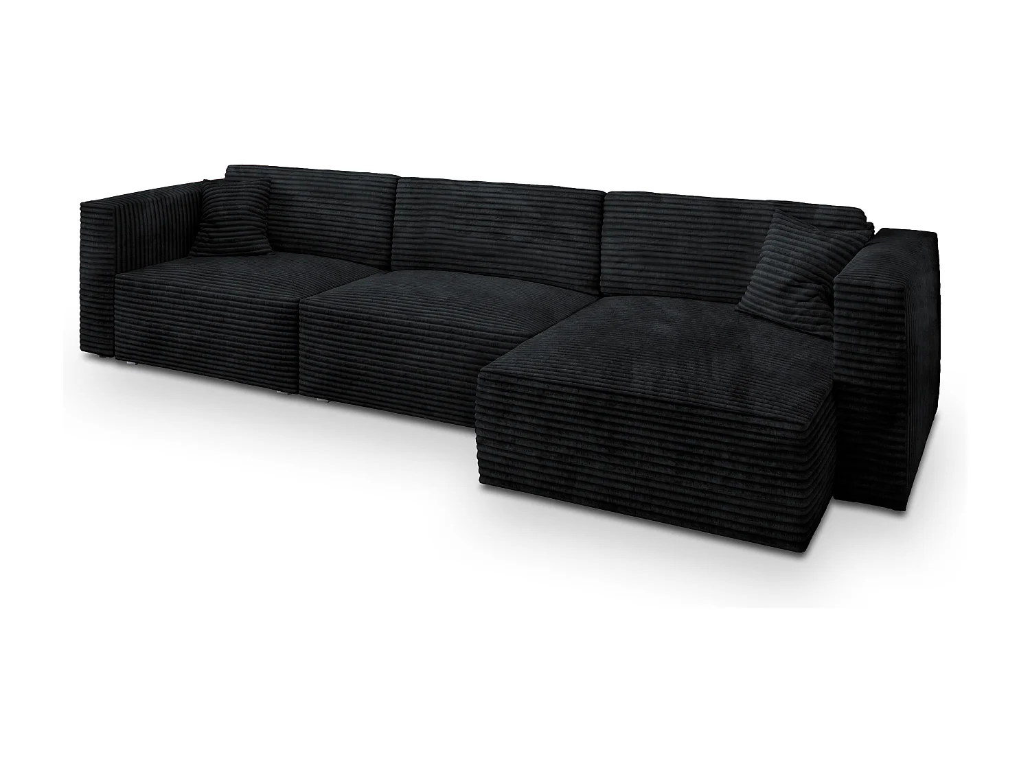 Canapé d'angle TOLMO Noir en velours côtelé avec fonction de couchage