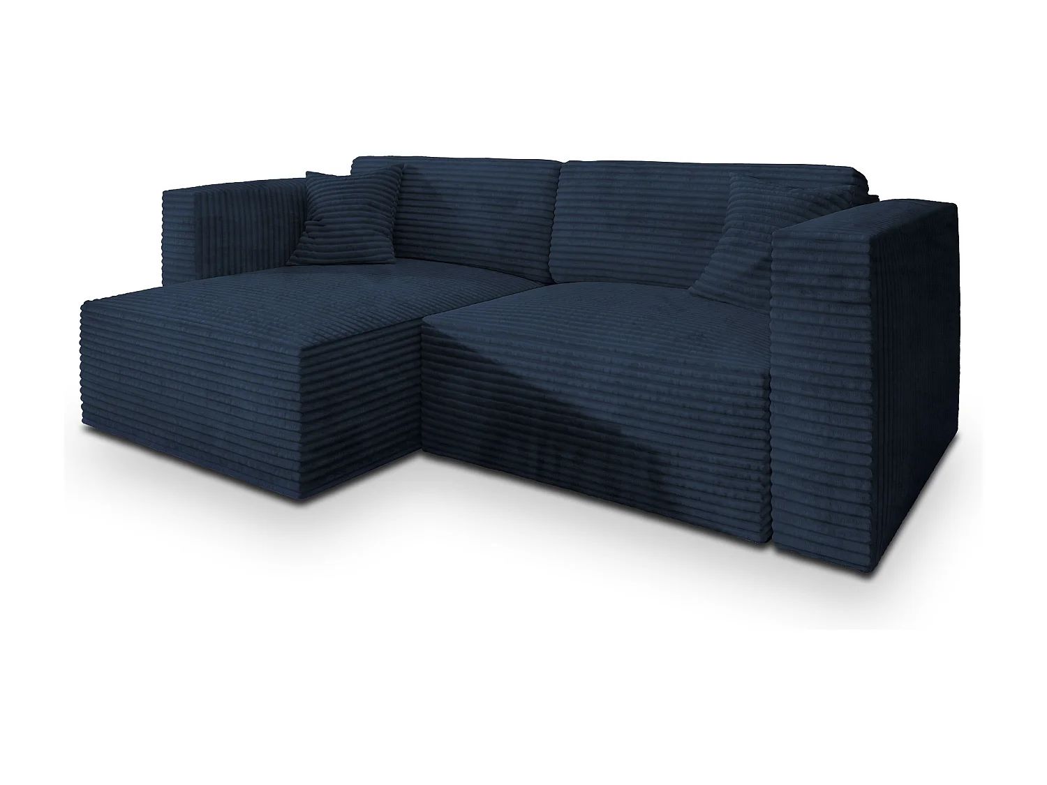 Canapé d'angle NERIO Bleu en velours côtelé avec fonction de couchage