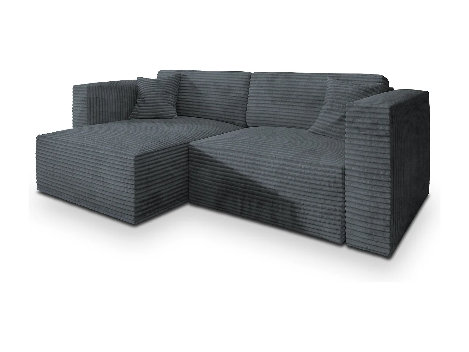 Canapé d'angle NERIO Gris en velours côtelé avec fonction de couchage