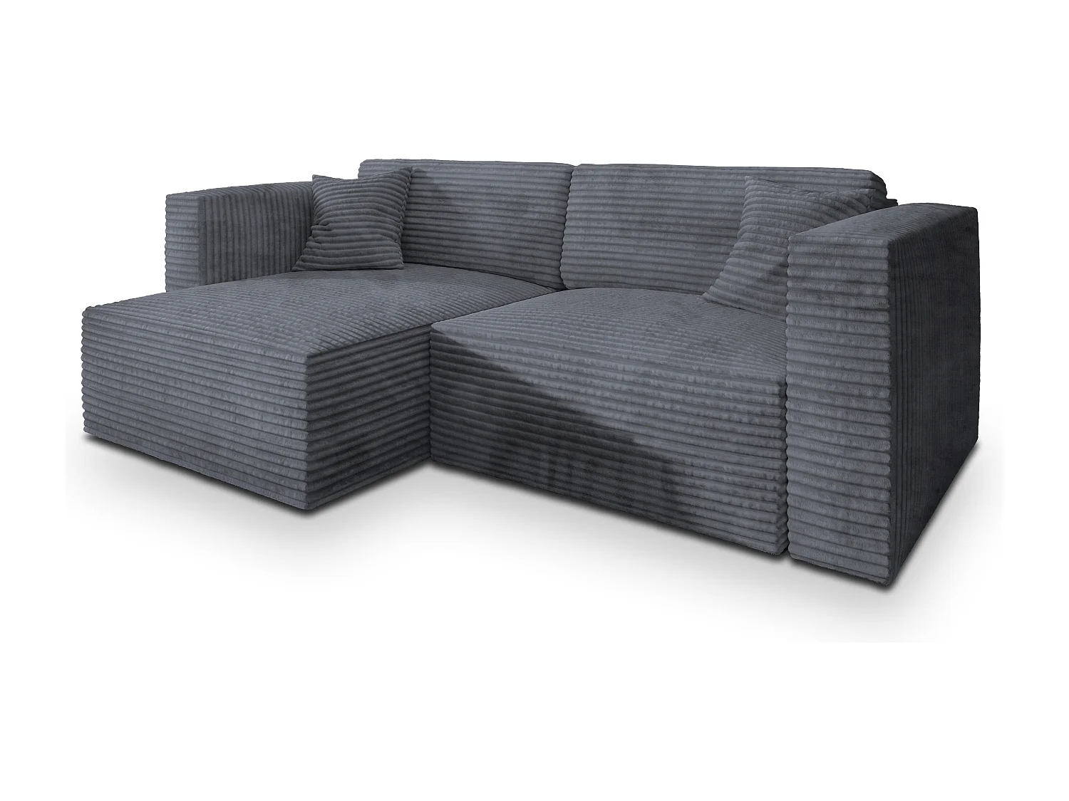 Canapé d'angle NERIO Gris en velours côtelé avec fonction de couchage