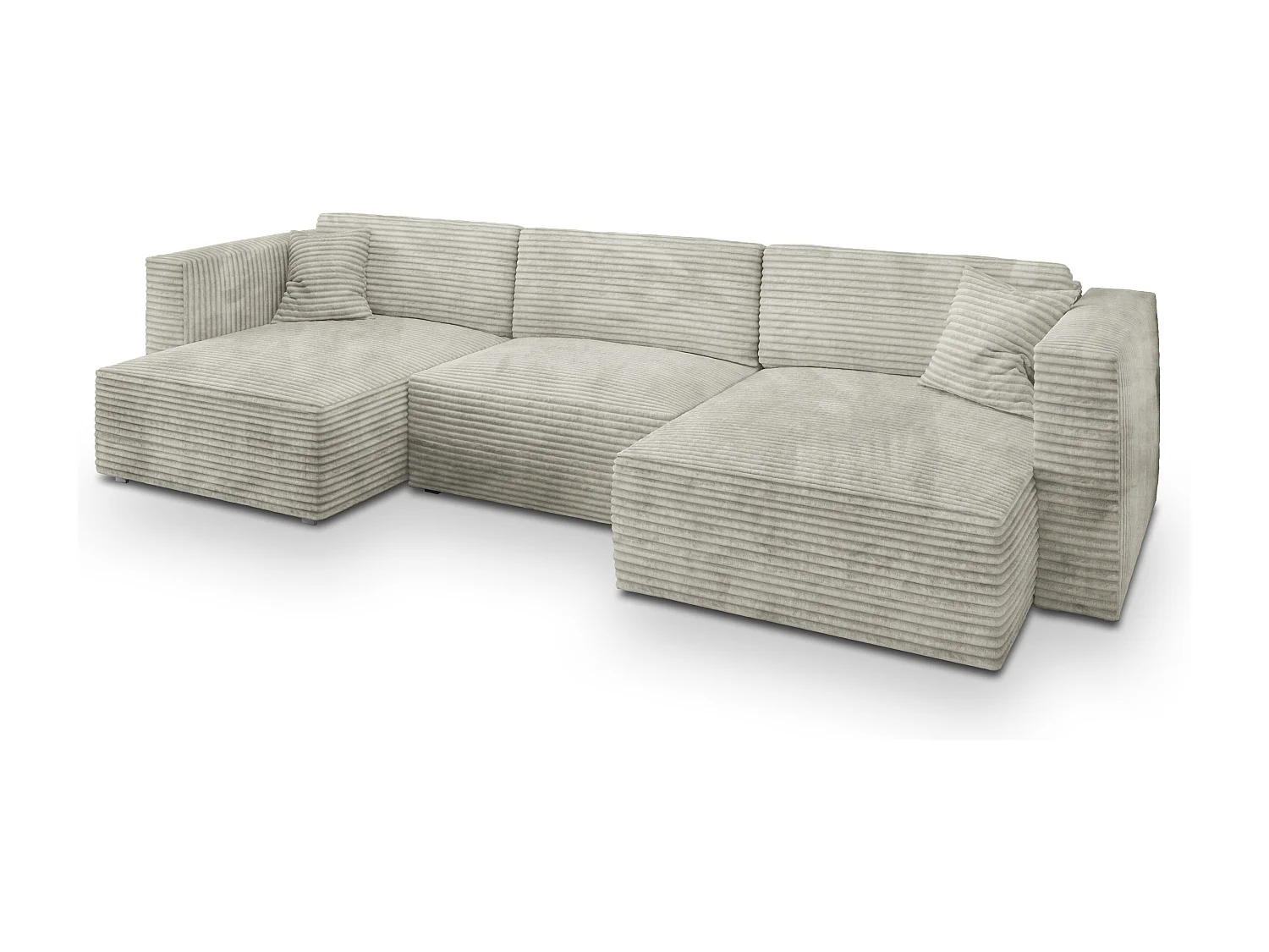Canapé d'angle SARMO Gris clair en velours côtelé avec fonction de couchage