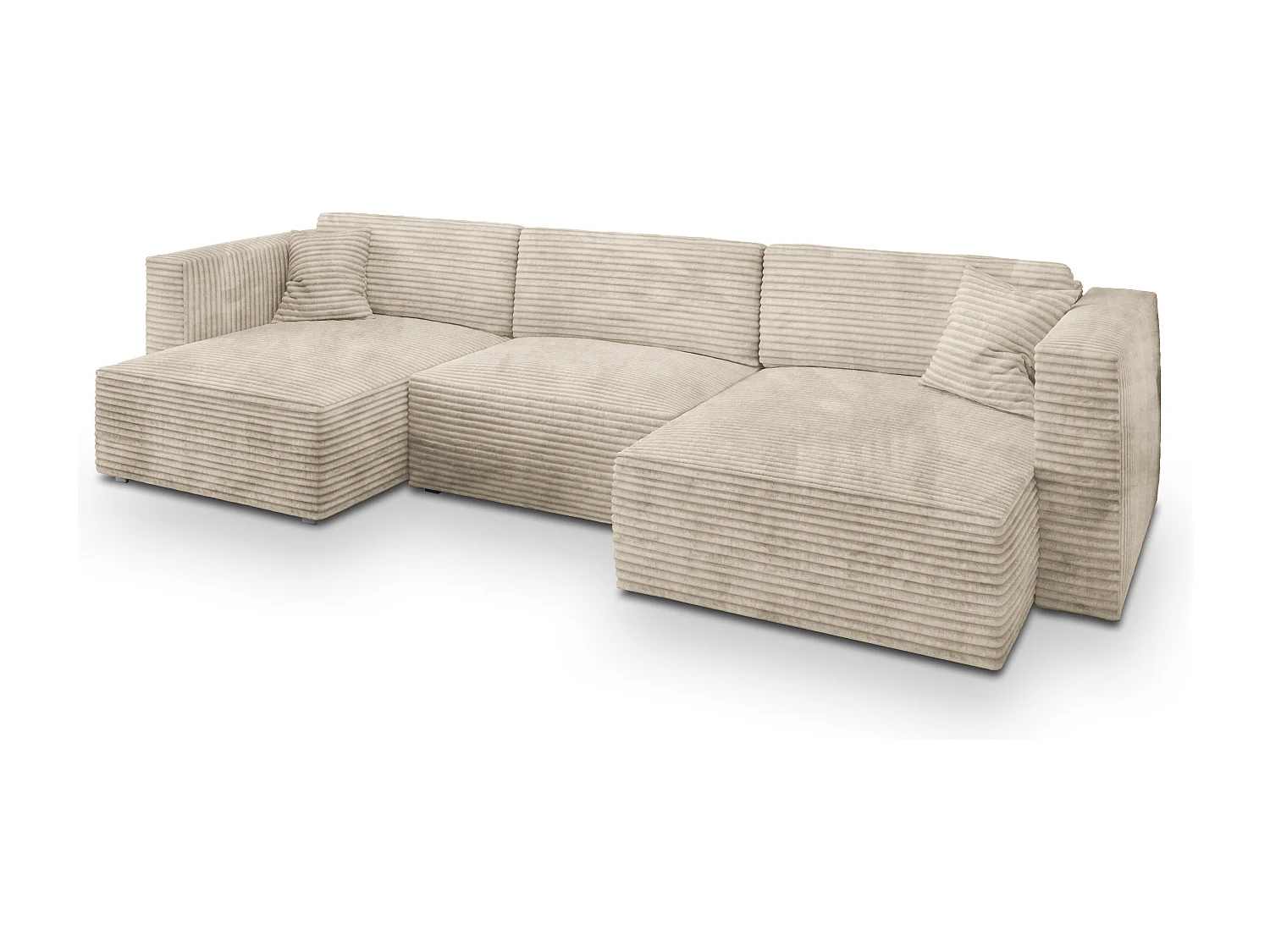 Canapé d'angle SARMO Crème en velours côtelé avec fonction de couchage
