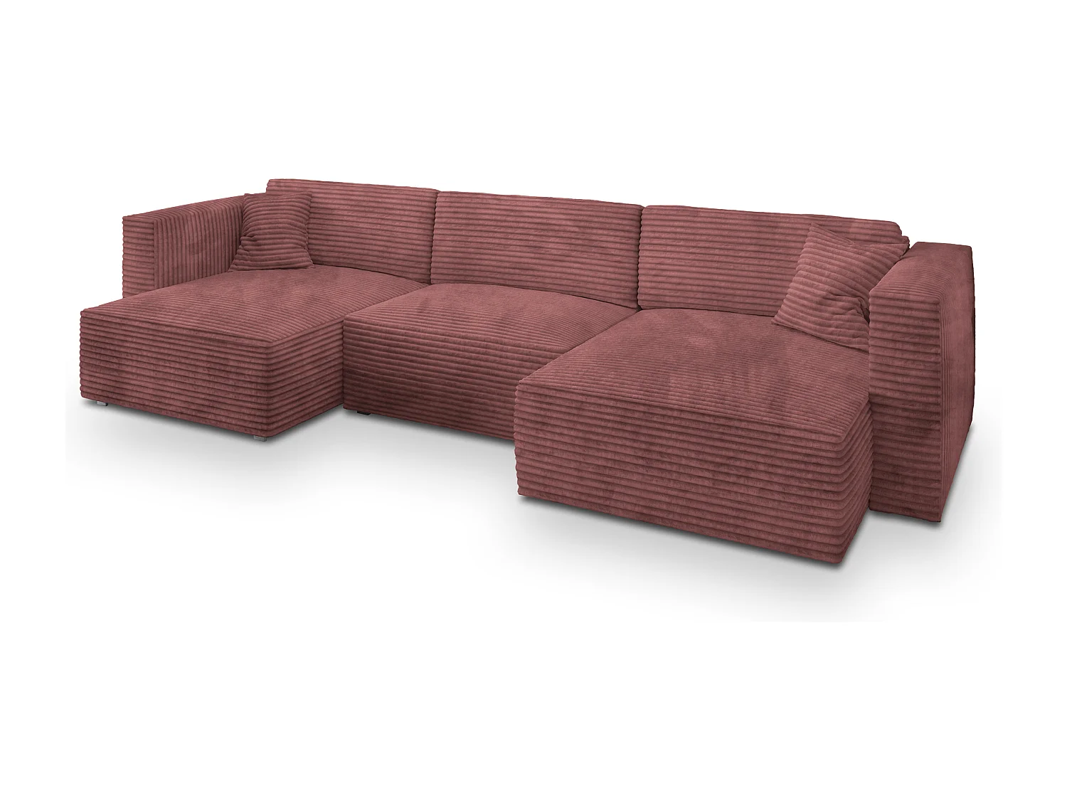 Canapé d'angle SARMO Rose en velours côtelé avec fonction de couchage
