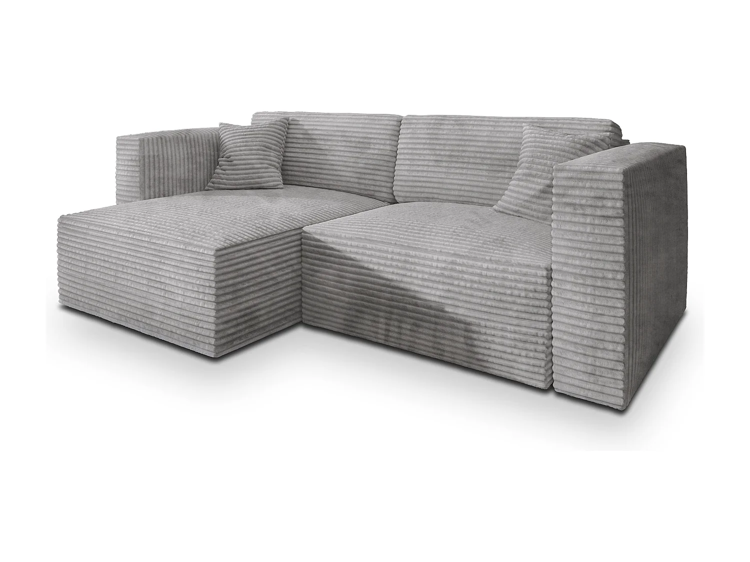 Canapé d'angle NERIO Gris clair en velours côtelé avec fonction de couchage