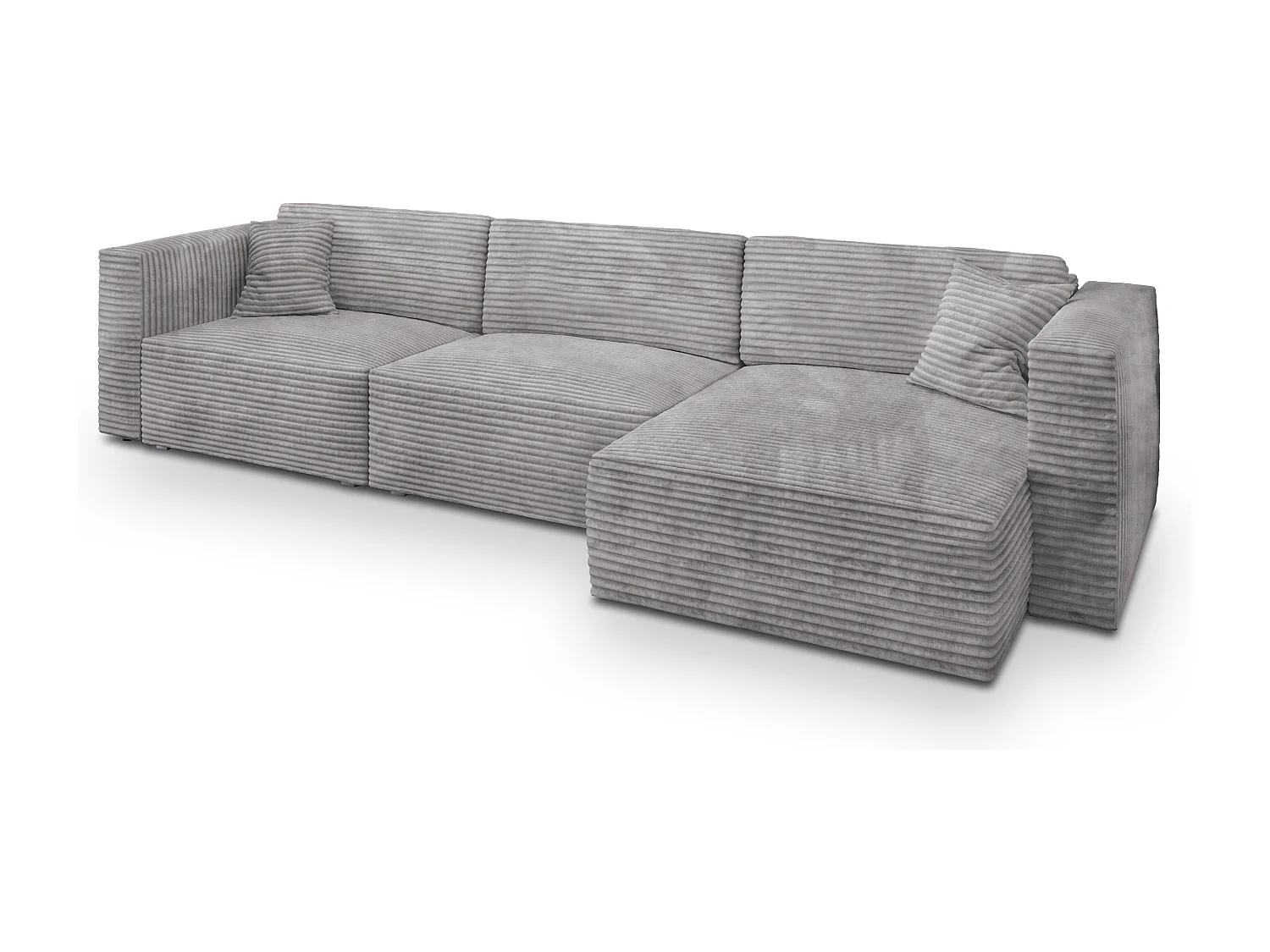 Canapé d'angle TOLMO Gris clair en velours côtelé avec fonction de couchage