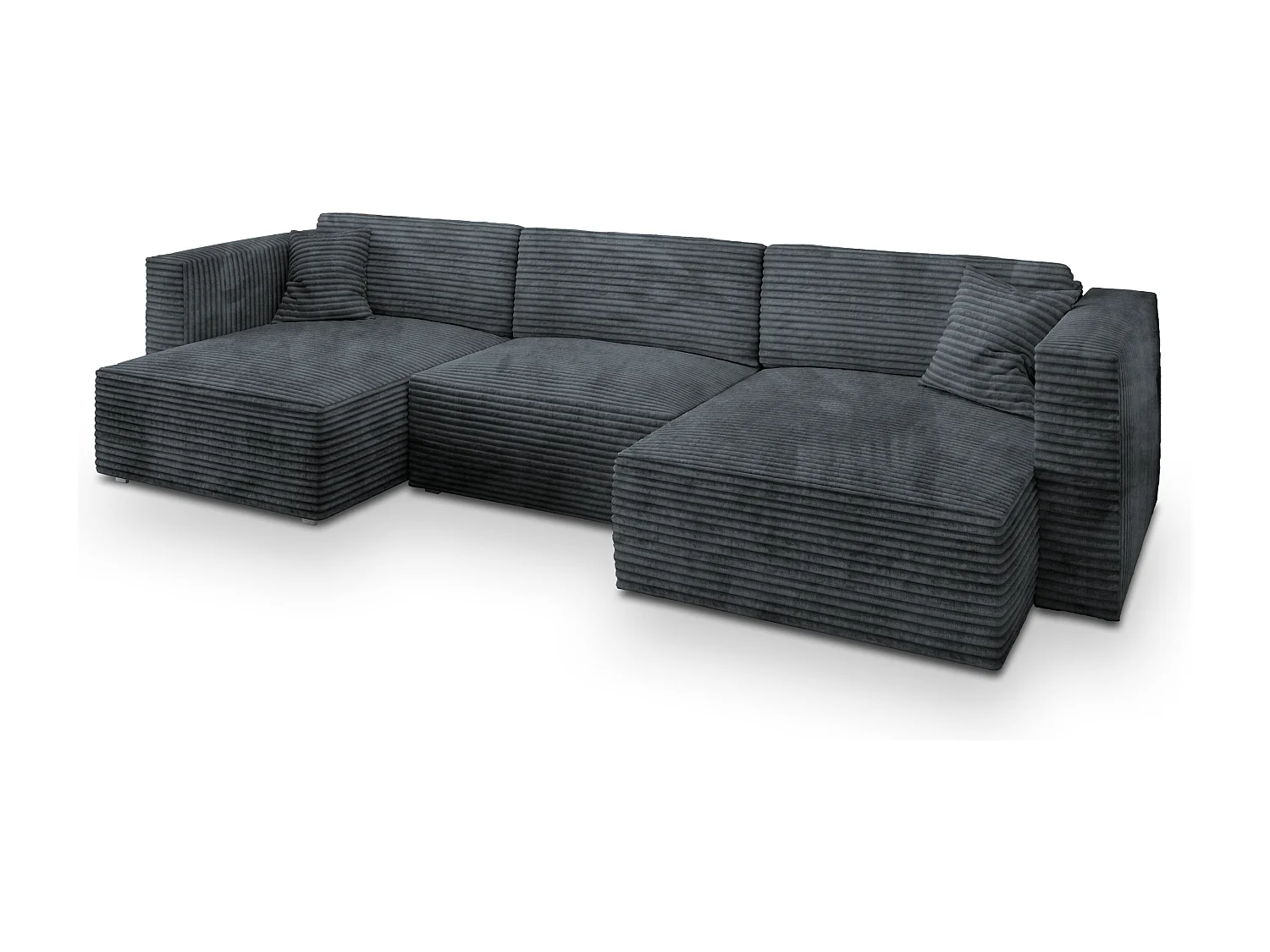 Canapé d'angle SARMO Gris en velours côtelé avec fonction de couchage