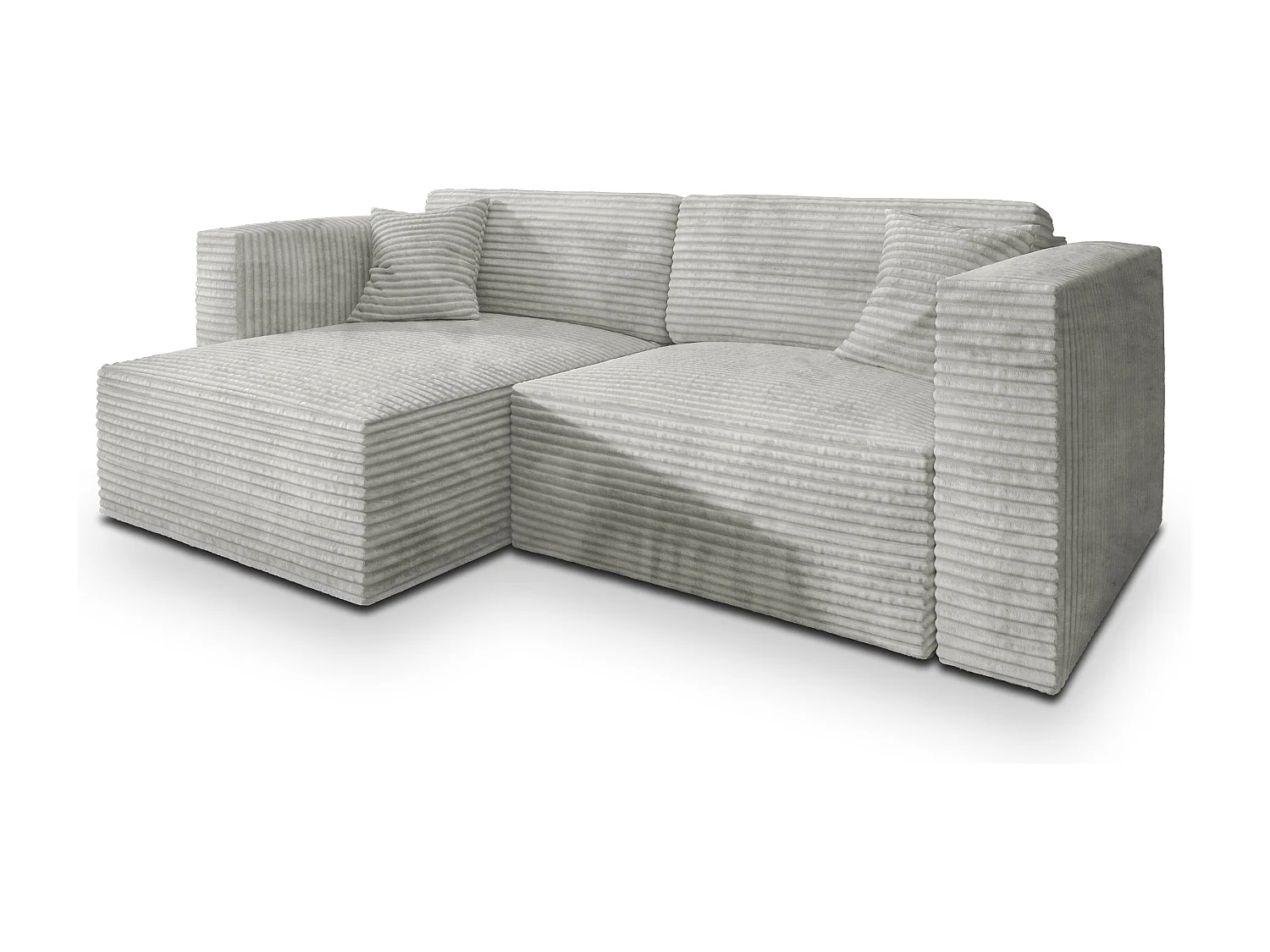 Canapé d'angle NERIO Gris clair en velours côtelé avec fonction de couchage