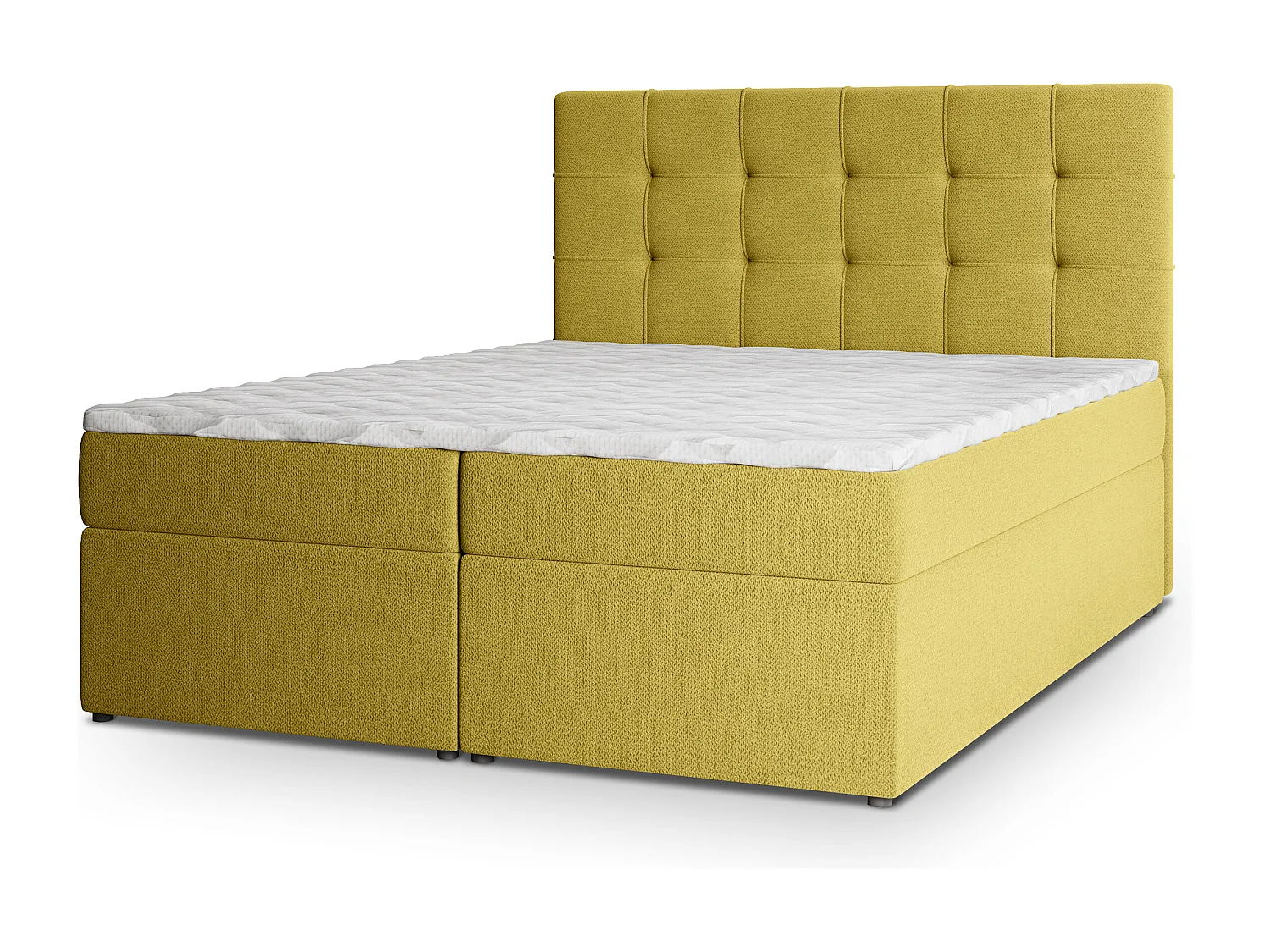 Lit continental PALMA, 140x200 cm, Tissu tressé, Jaune
