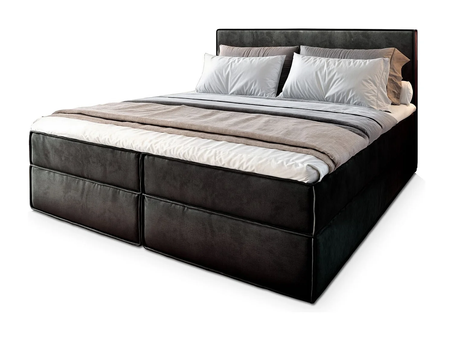 Boxspringbed PELLIO 160x200 cm Set met hoofdbord, bedbodem en matras, Zwart