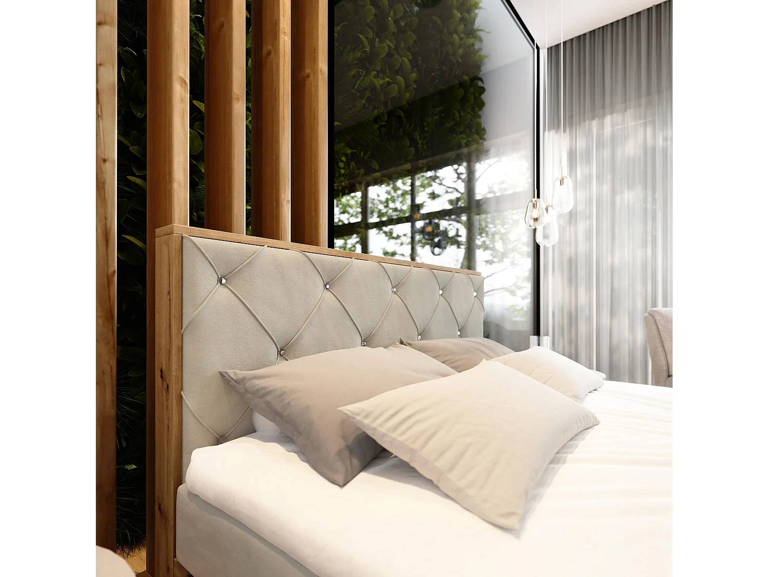Boxspringbed FOSCO 180x200 cm Set met hoofdbord, bedbodem en matras, Beige