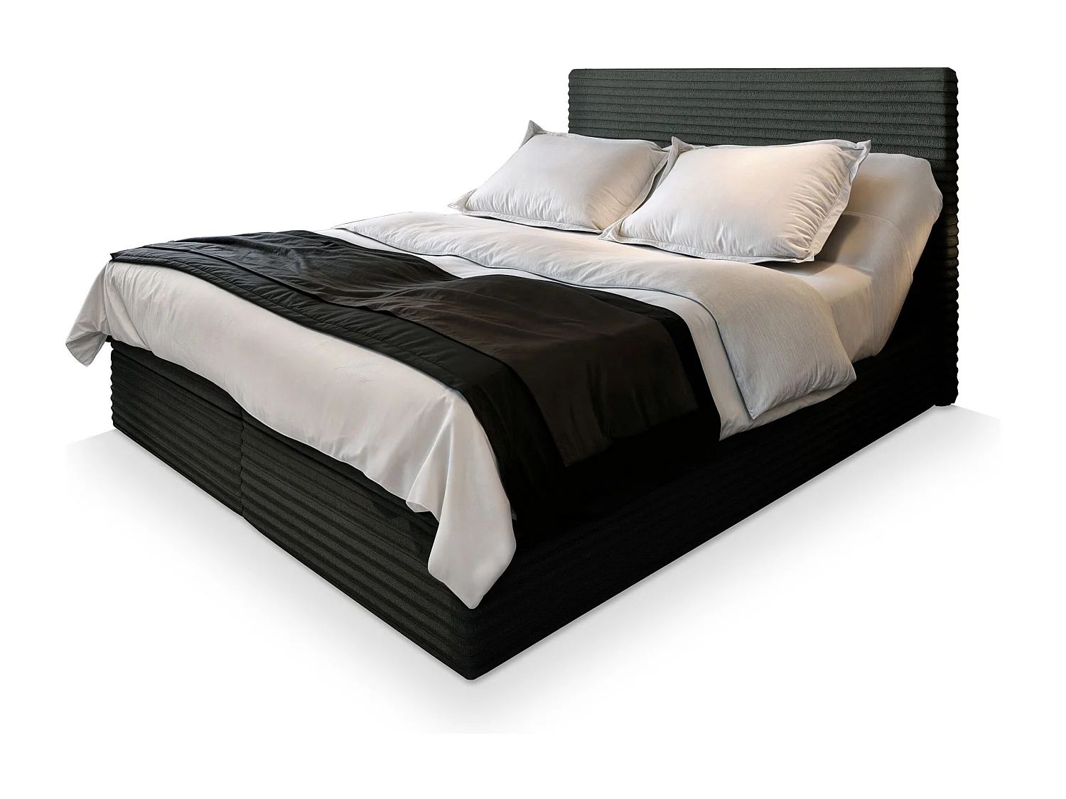 Boxspringbed MILARA 180x200 cm Set met hoofdbord, bedbodem en matras, Zwart