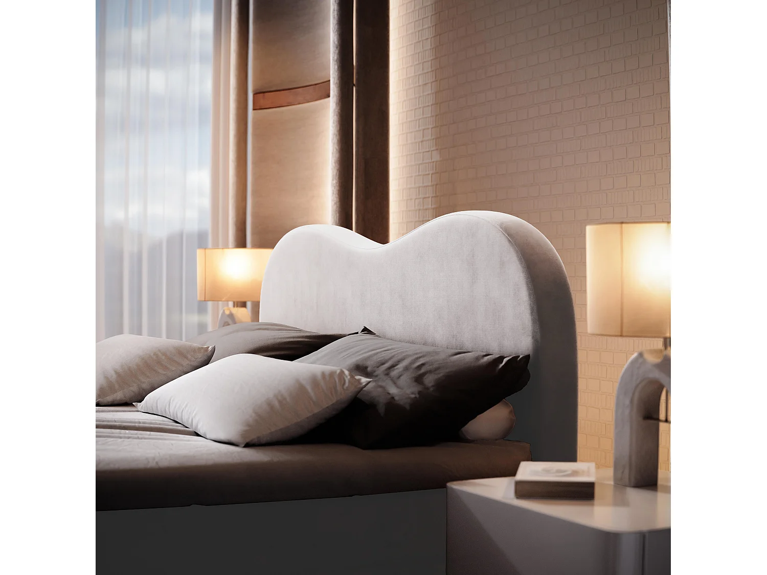 Boxspringbed FLUVIA 140x200 cm Set met hoofdbord, bedbodem en matras, Lichtgrijs