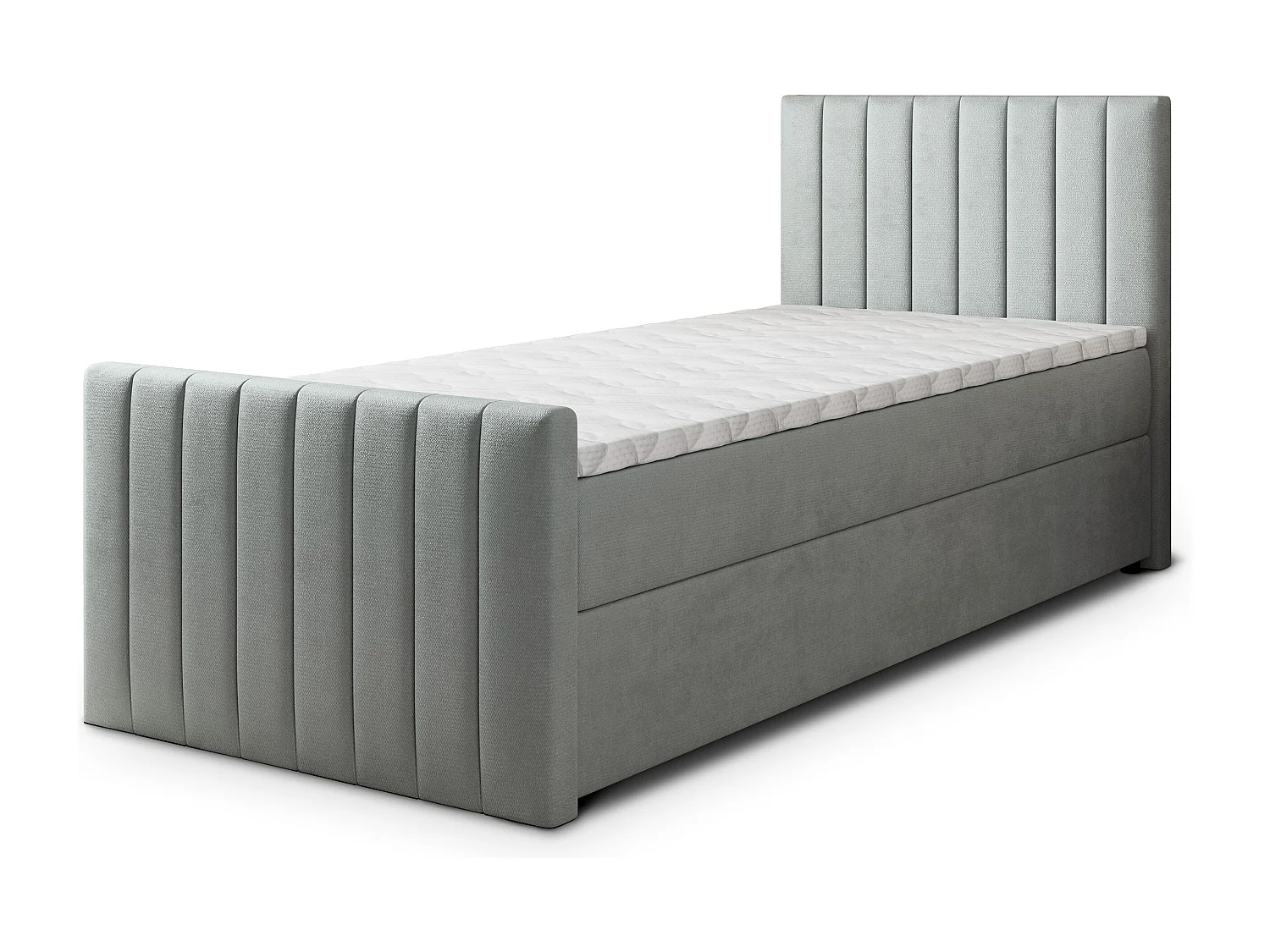 Boxspringbed ARION 100x200 cm Set met hoofdbord, bedbodem en matras, Lichtgrijs