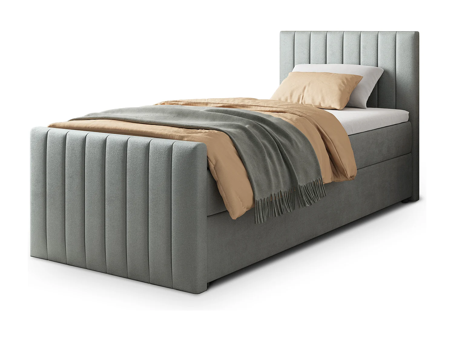 Boxspringbed ARION 100x200 cm Set met hoofdbord, bedbodem en matras, Lichtgrijs