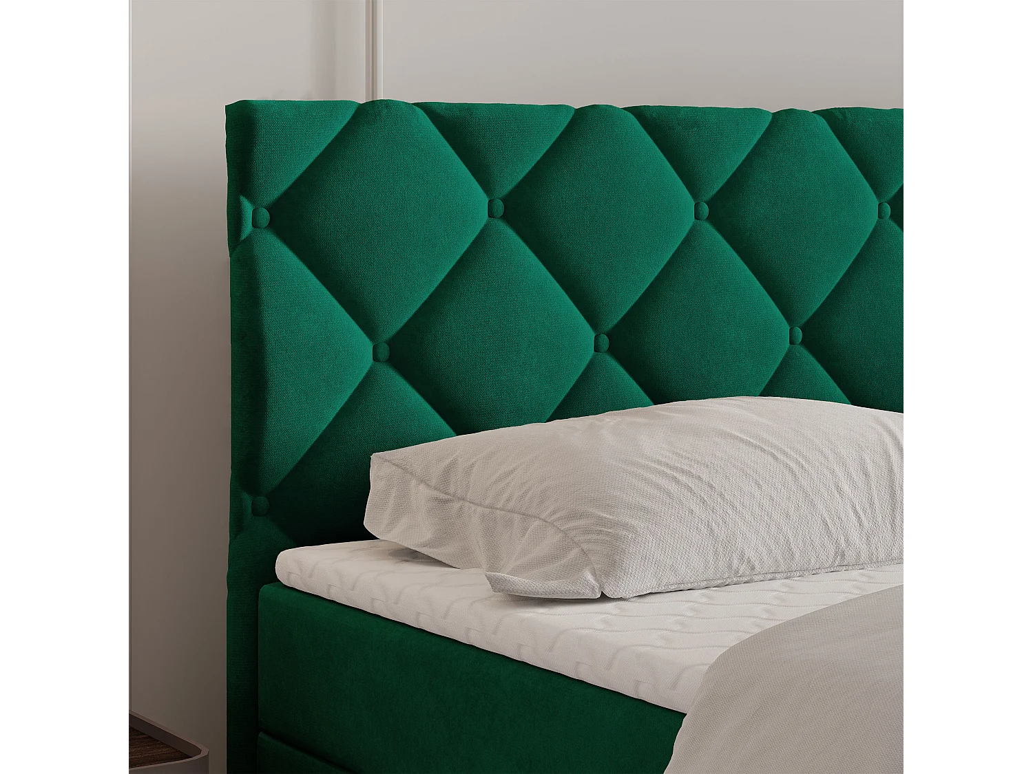 Lit continental ROVARI, 180x200 cm, Tissu pelucheux, Vert