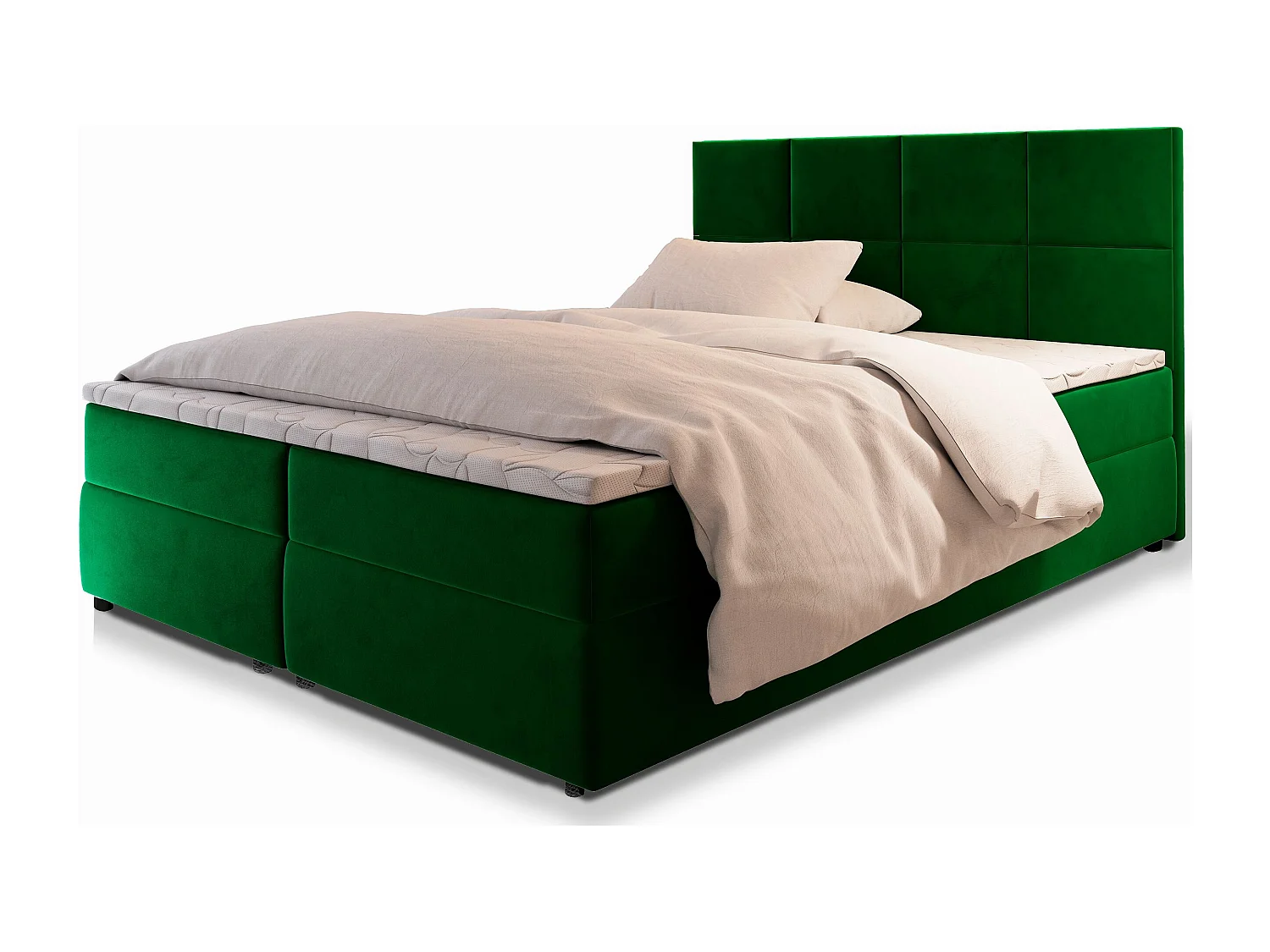 Boxspringbed LENA 140x200 cm Set met hoofdbord, bedbodem en matras, Groen
