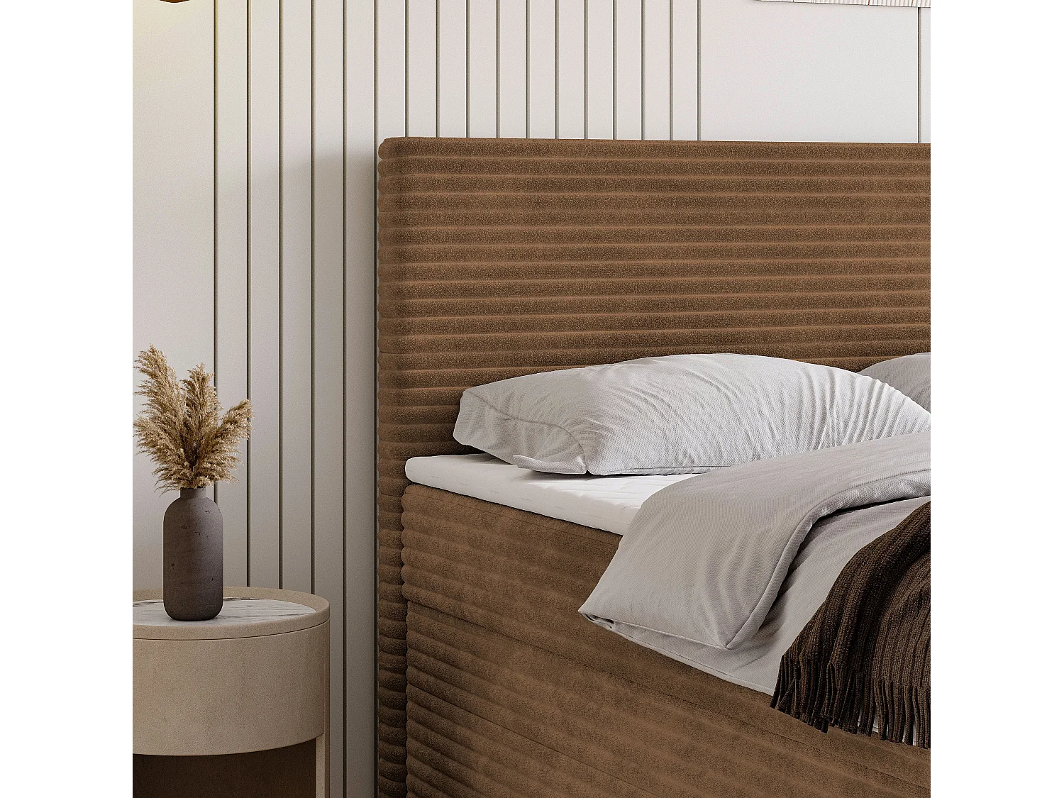 Boxspringbed NOLEN 140x200 cm Set met hoofdbord, bedbodem en matras, Koperkleurig