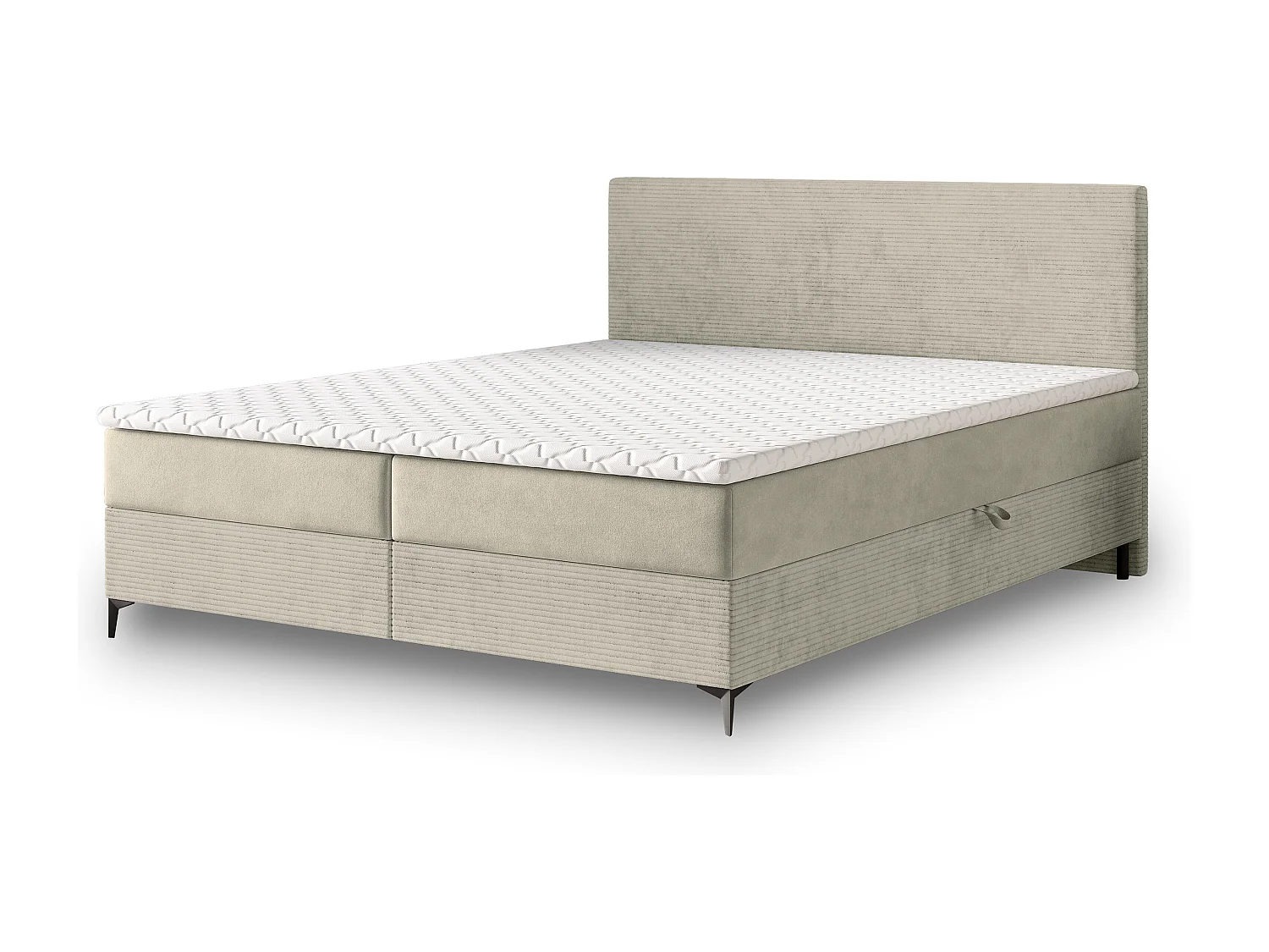 Boxspringbed TORREL 180x200 cm Set met hoofdbord, bedbodem en matras, Crème