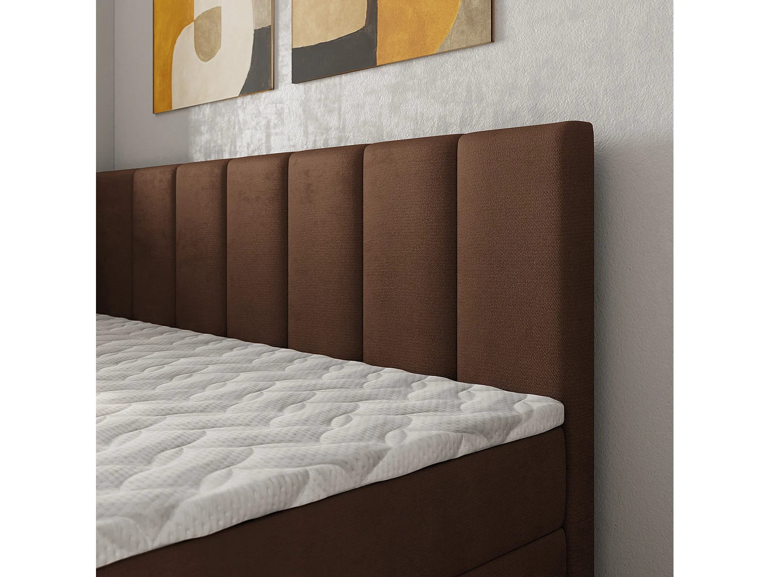 Boxspringbed BEVE 100x200 cm Set met hoofdbord, bedbodem en matras, Bruin