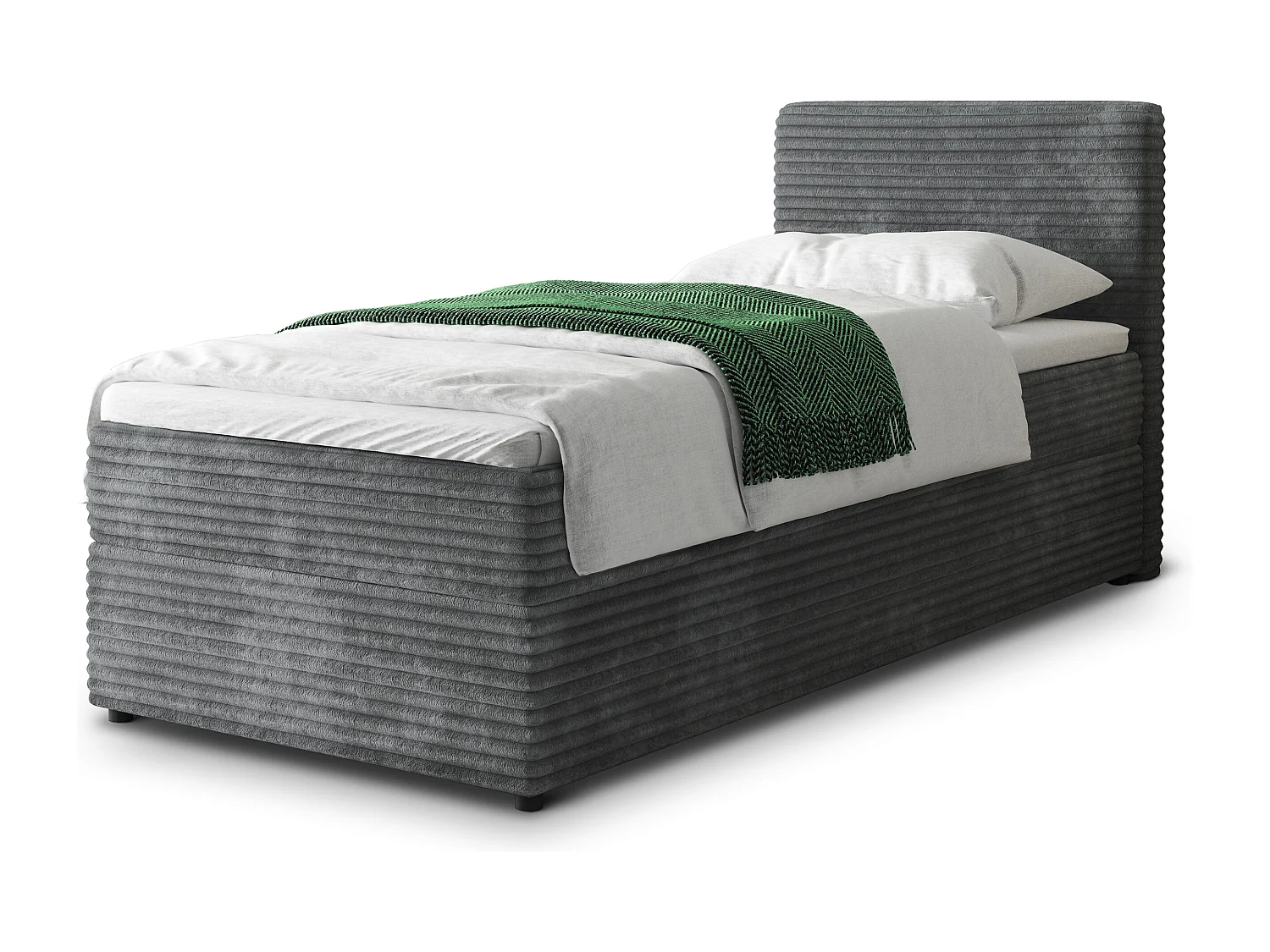 Boxspringbed PISA 90x200 cm Set met hoofdbord, bedbodem en matras, Antracietgrijs