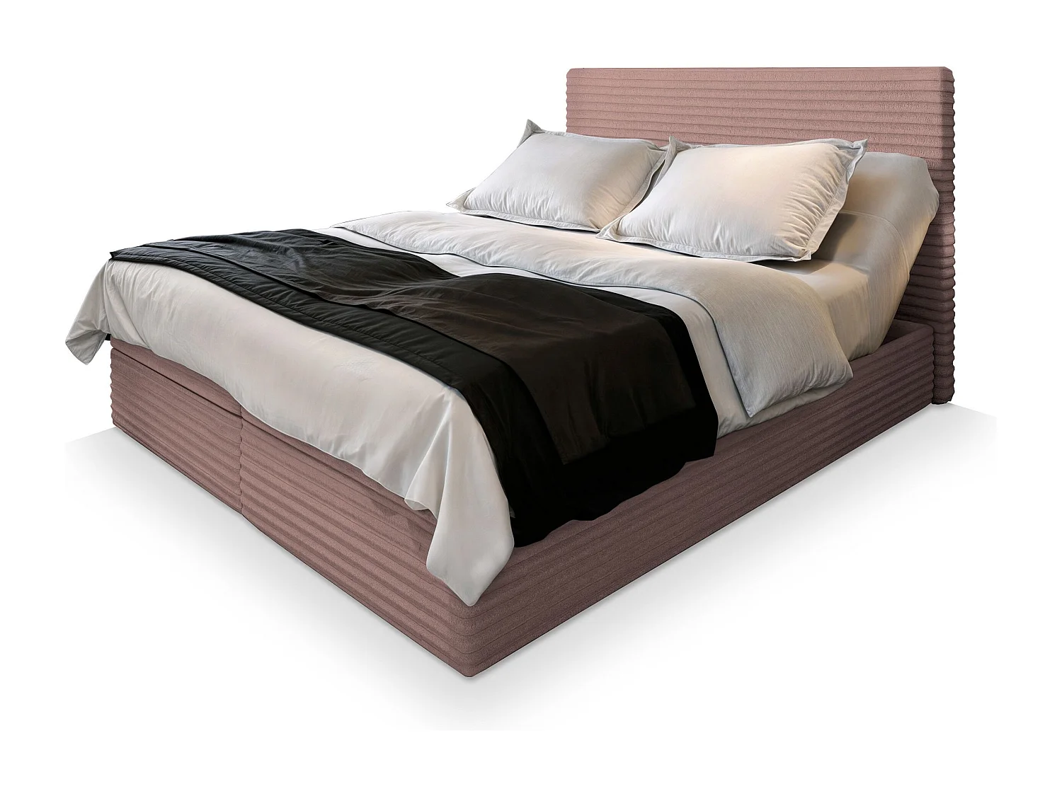 Boxspringbed MILARA 140x200 cm Set met hoofdbord, bedbodem en matras, Poederroze