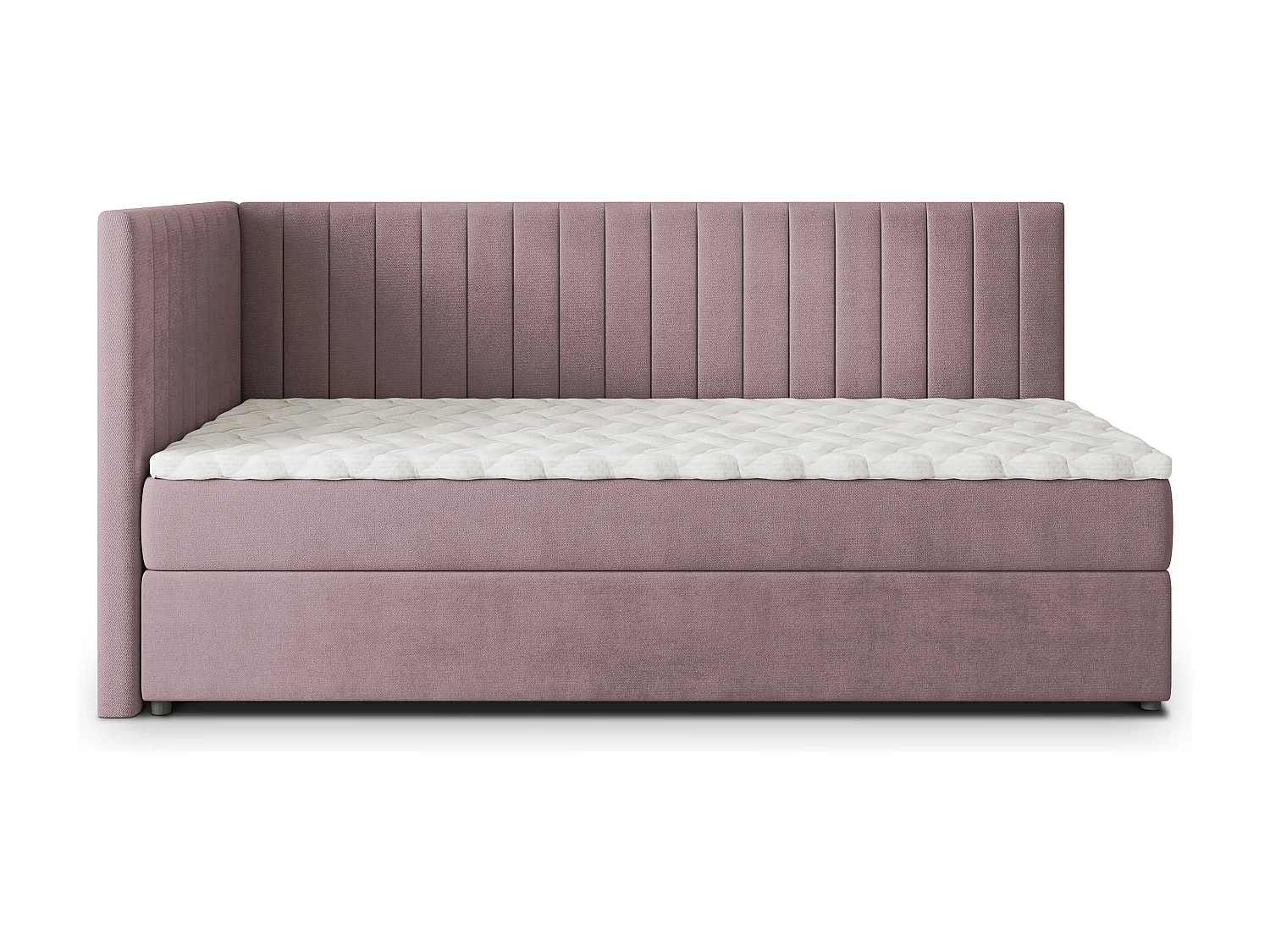Boxspringbed ARIS 100x200 cm Set met hoofdbord, bedbodem en matras, Poederroze