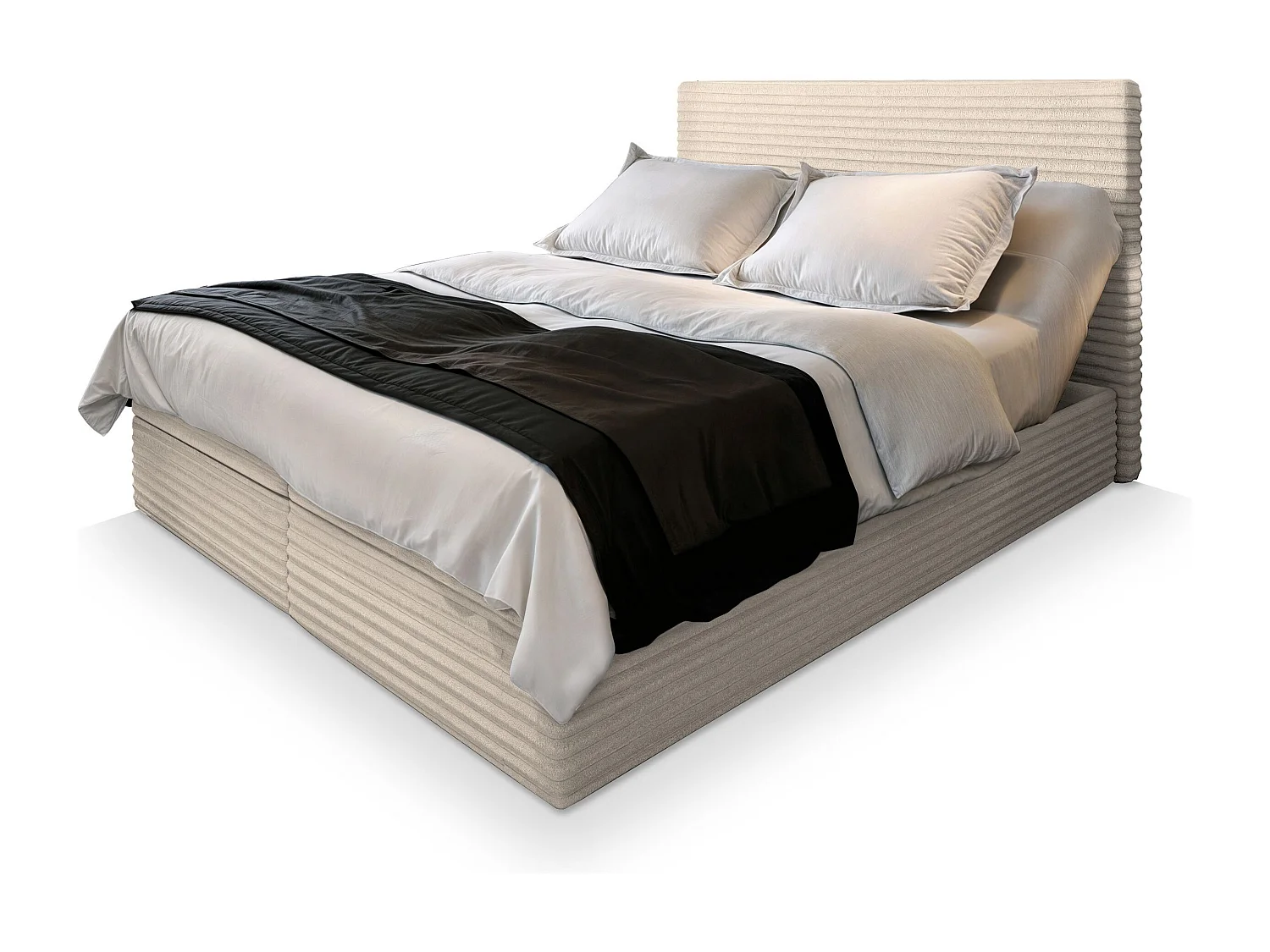 Boxspringbed MILARA 160x200 cm Set met hoofdbord, bedbodem en matras, Crème