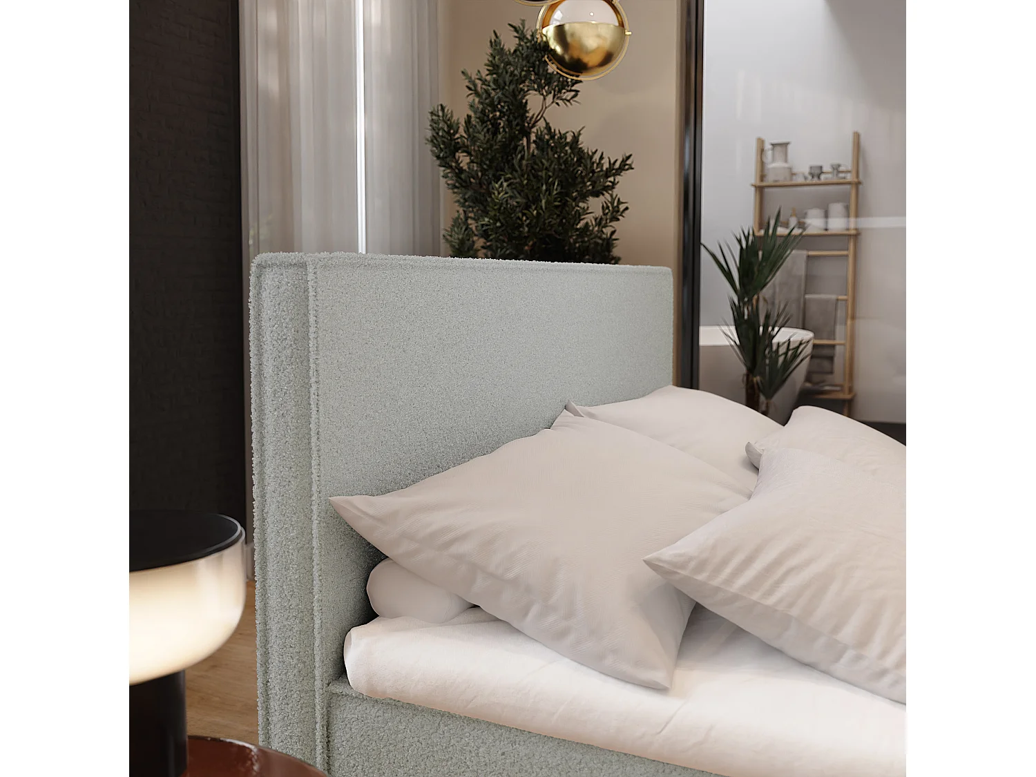 Boxspringbed PELLIO 160x200 cm Set met hoofdbord, bedbodem en matras, Lichtgrijs