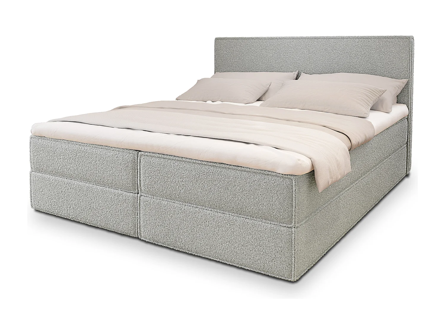 Boxspringbed PELLIO 160x200 cm Set met hoofdbord, bedbodem en matras, Lichtgrijs