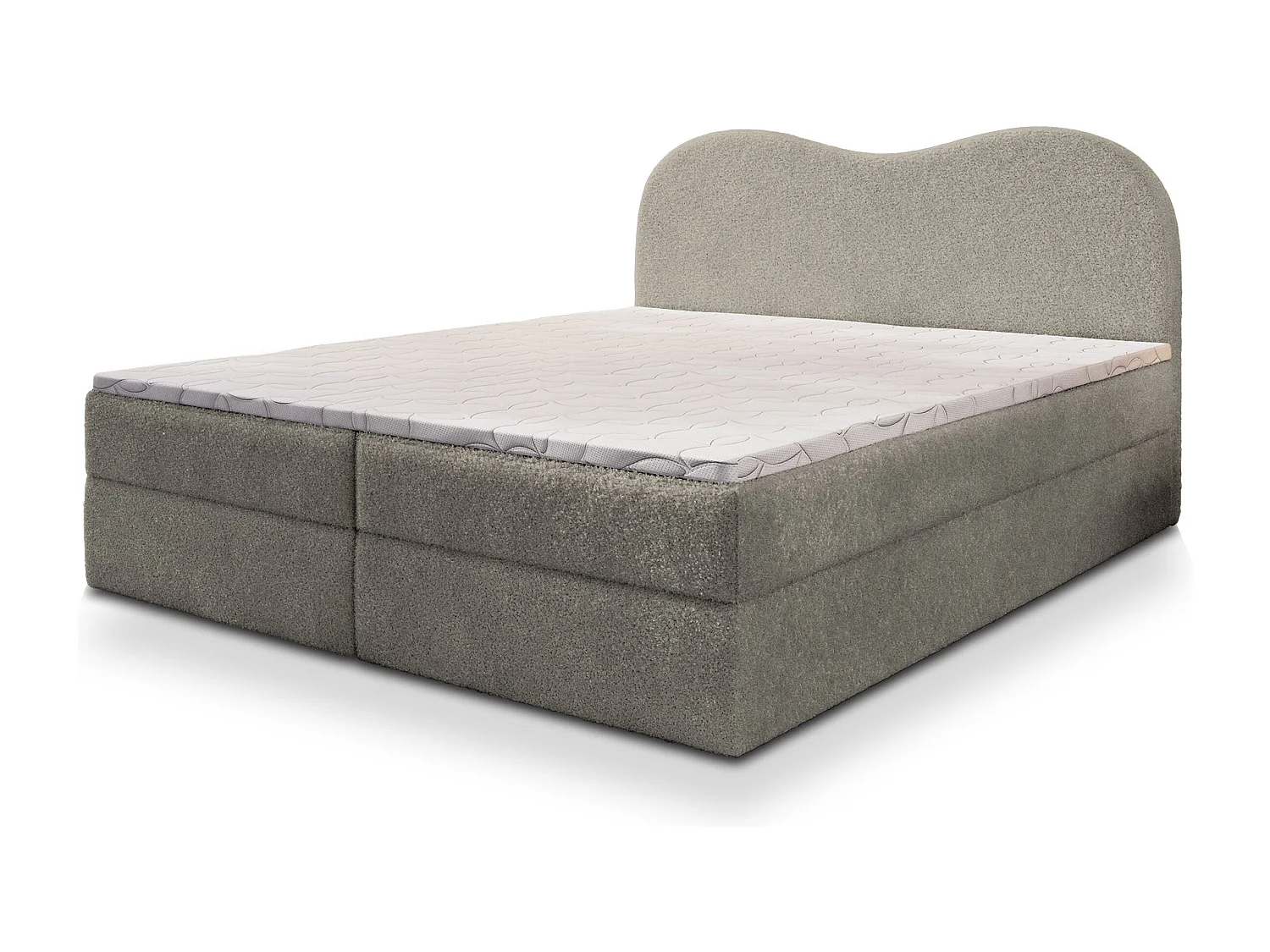 Boxspringbed FLUVIA 140x200 cm Set met hoofdbord, bedbodem en matras, Lichtgrijs