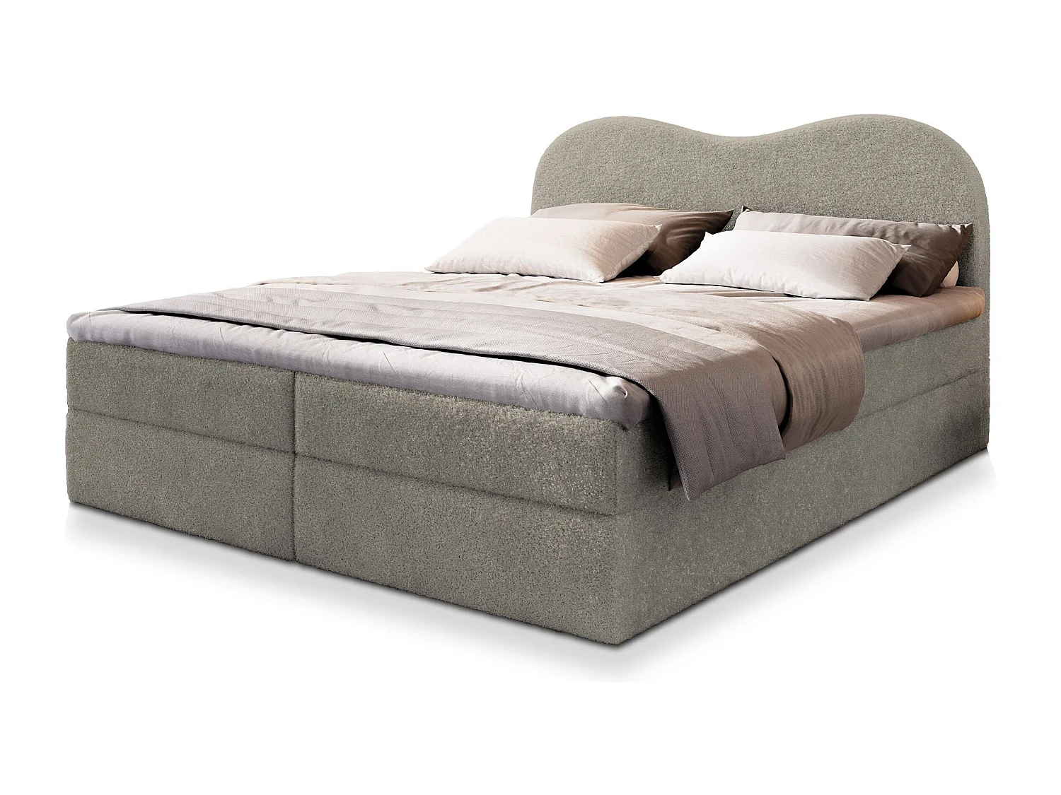 Boxspringbed FLUVIA 140x200 cm Set met hoofdbord, bedbodem en matras, Lichtgrijs