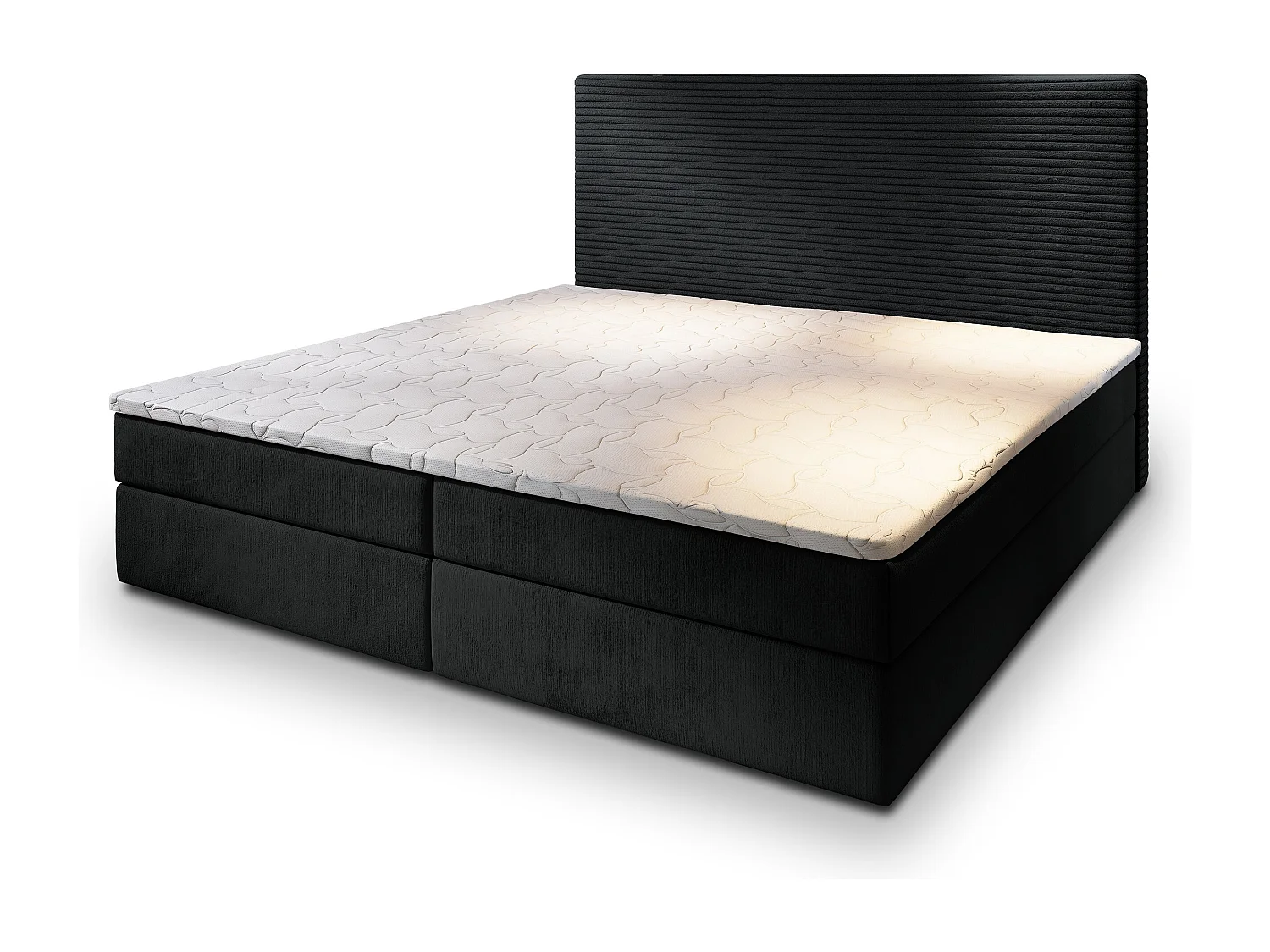 Boxspringbed GIARRO 140x200 cm Set met hoofdbord, bedbodem en matras, Zwart