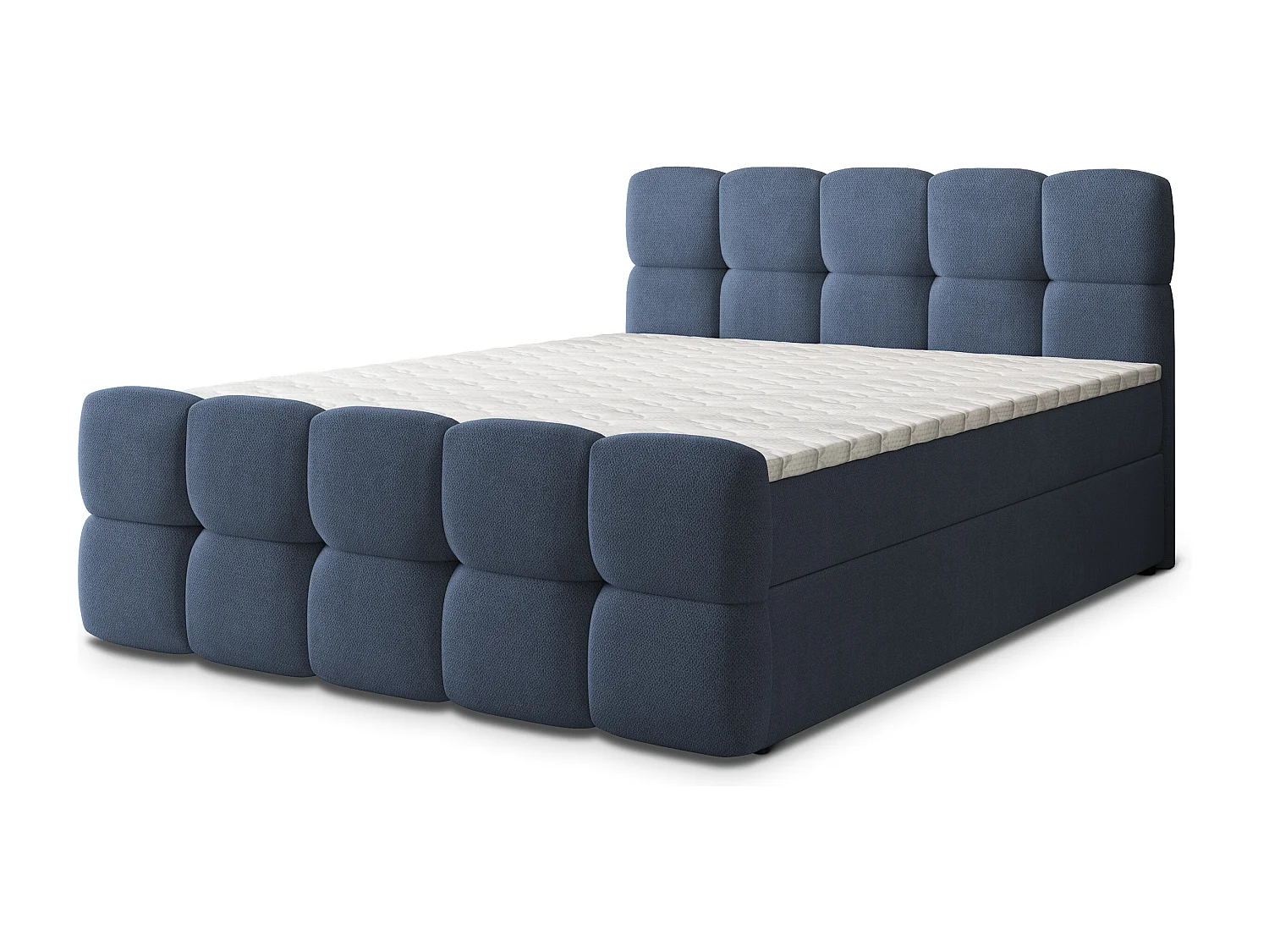 Boxspringbed BRUME 140x200 cm Set met hoofdbord, bedbodem en matras, Blauw