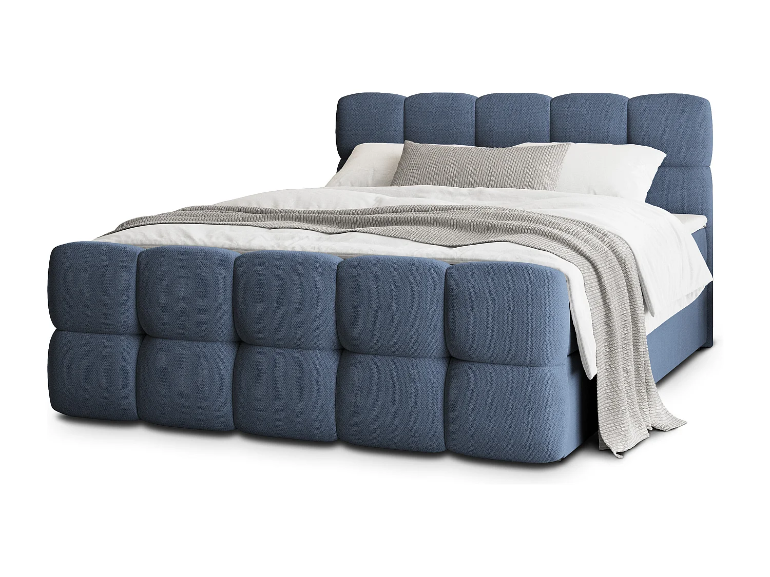 Boxspringbed BRUME 140x200 cm Set met hoofdbord, bedbodem en matras, Blauw