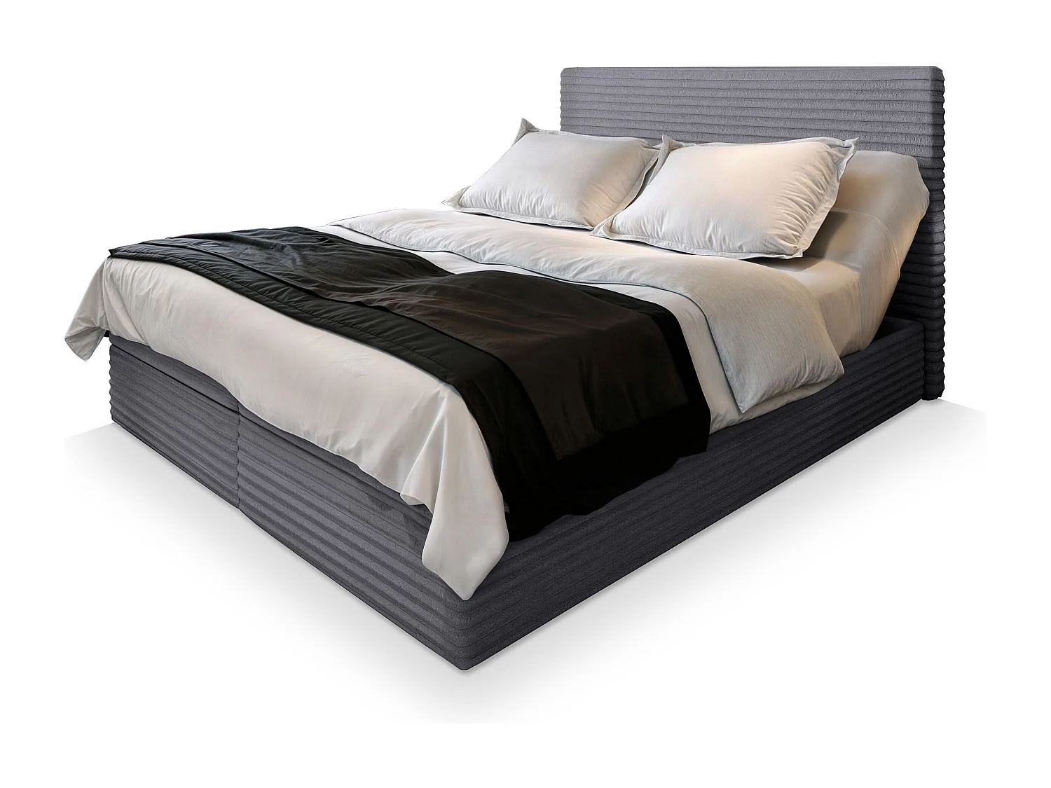 Boxspringbed MILARA 180x200 cm Set met hoofdbord, bedbodem en matras, Grijs