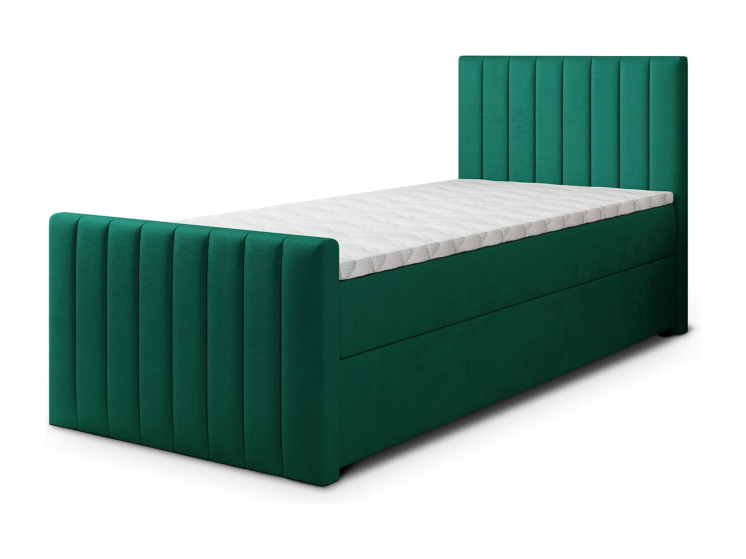Boxspringbed ARION 80x200 cm Set met hoofdbord, bedbodem en matras, Dennengroen