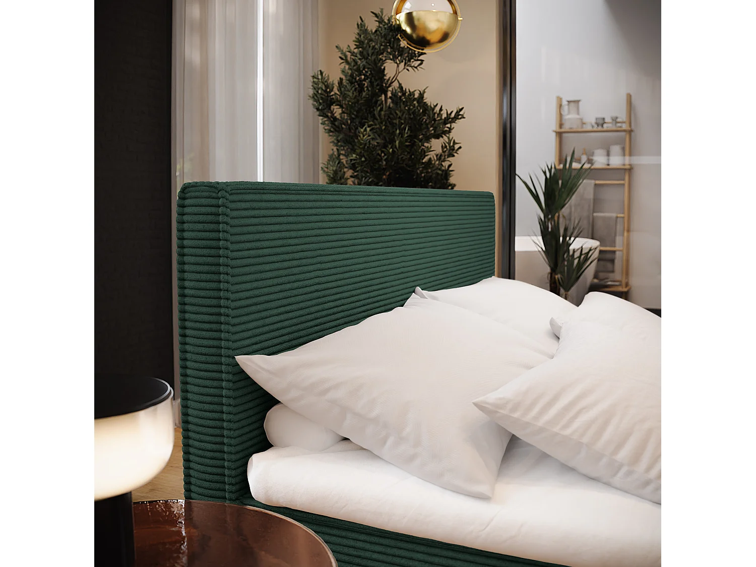 Boxspringbed PELLIO 140x200 cm Set met hoofdbord, bedbodem en matras, Groen