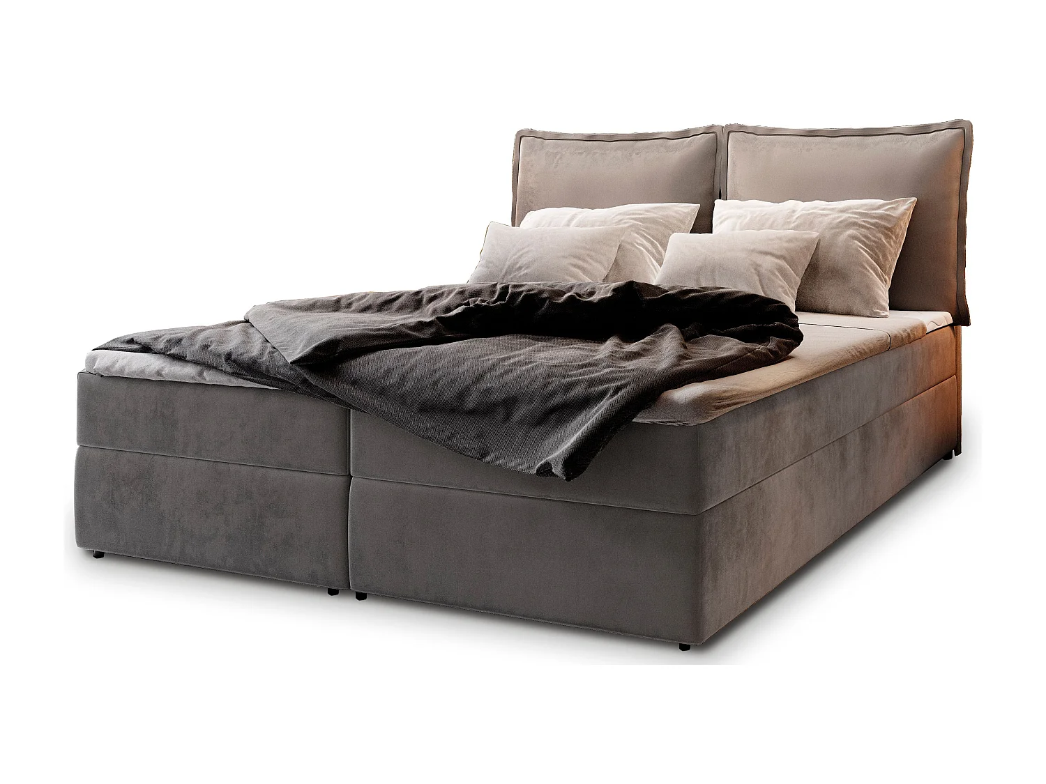 Boxspringbed LENTE 180x200 cm Set met hoofdbord, bedbodem en matras, Grijs