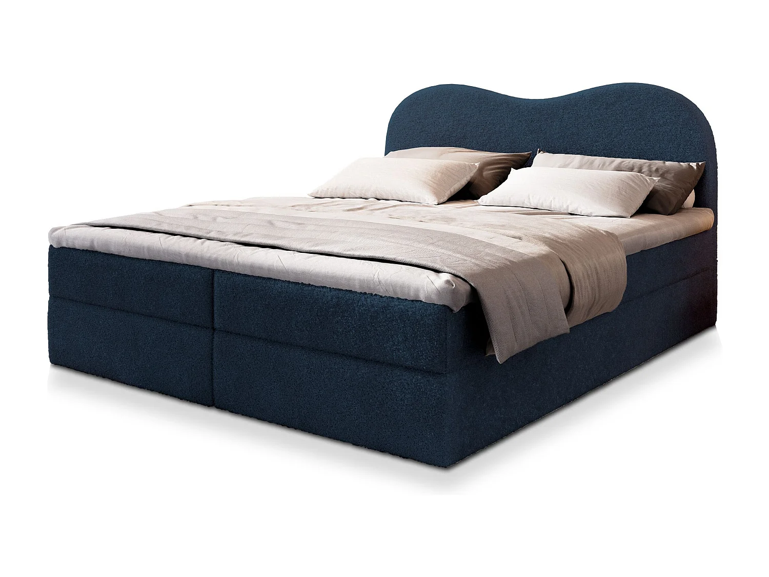 Boxspringbed FLUVIA 140x200 cm Set met hoofdbord, bedbodem en matras, Blauw