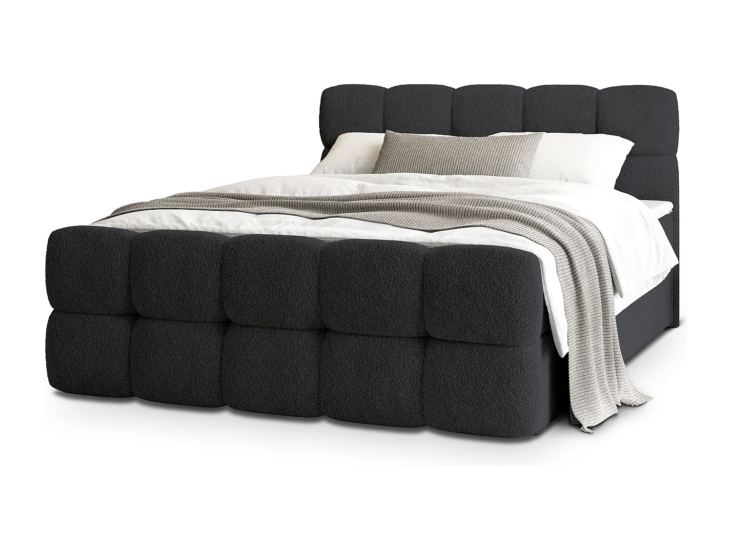 Boxspringbed BRUME 180x200 cm Set met hoofdbord, bedbodem en matras, Zwart