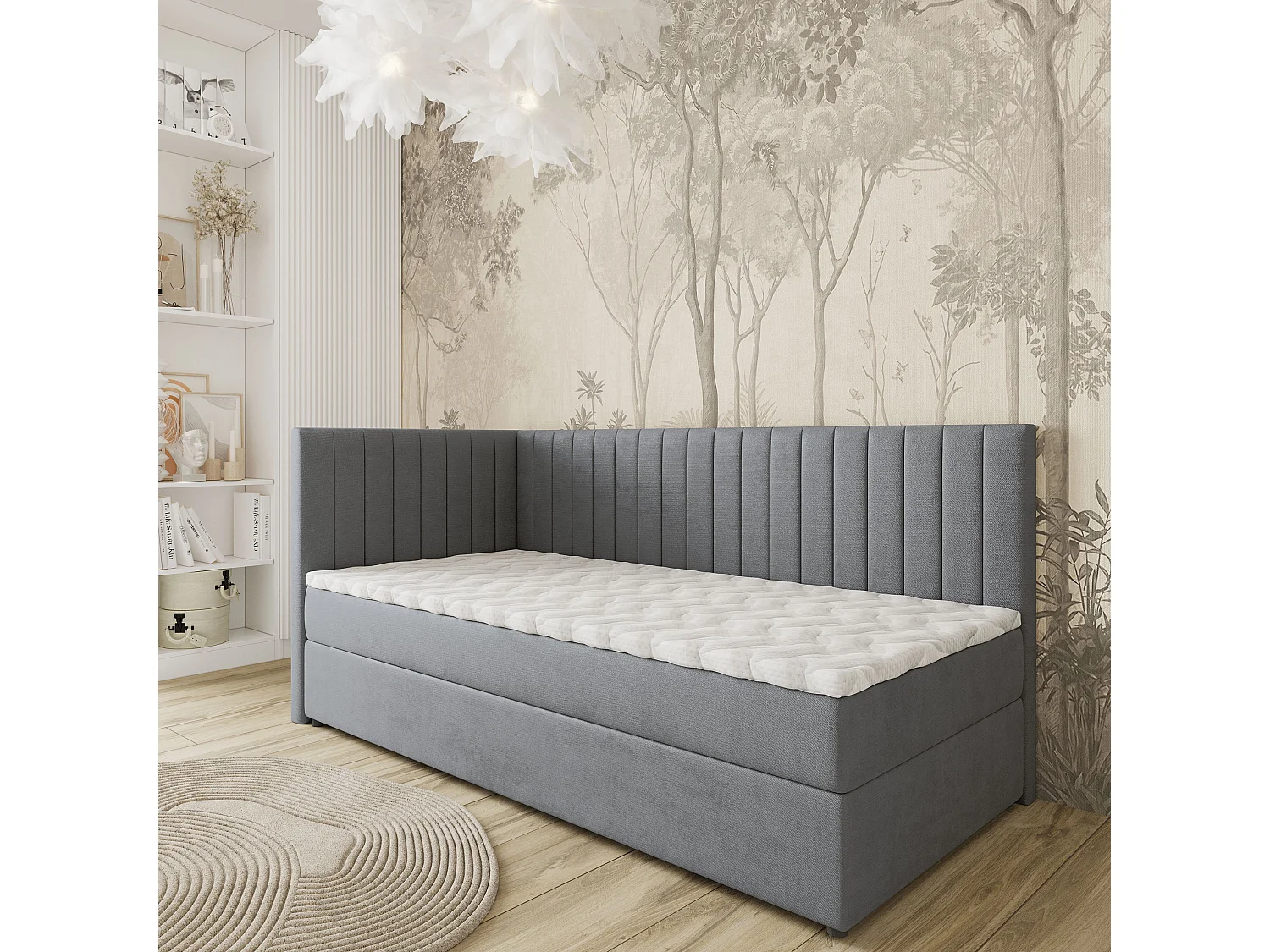 Boxspringbed ARIS 100x200 cm Set met hoofdbord, bedbodem en matras, Grijs