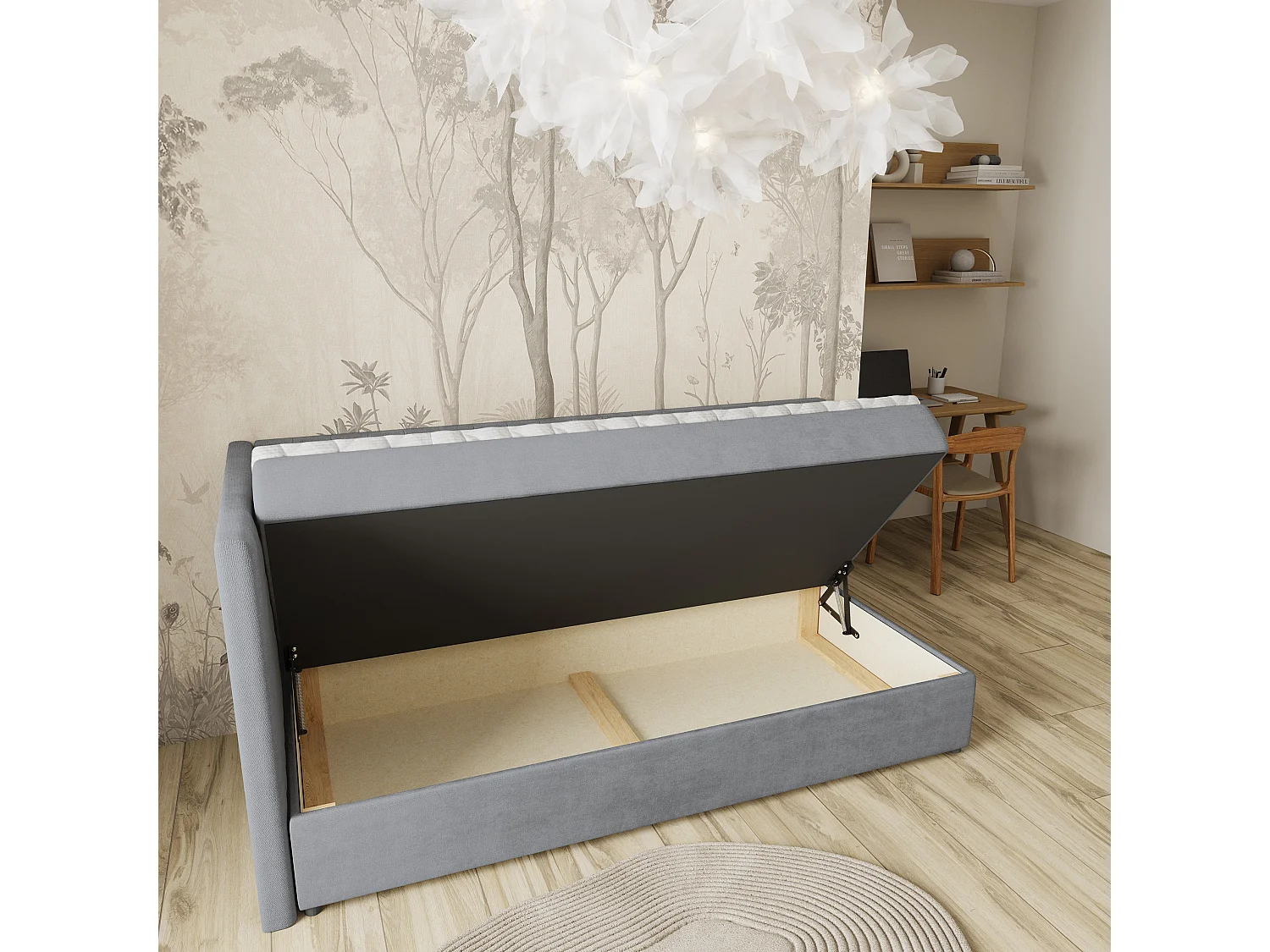 Boxspringbed ARIS 100x200 cm Set met hoofdbord, bedbodem en matras, Grijs
