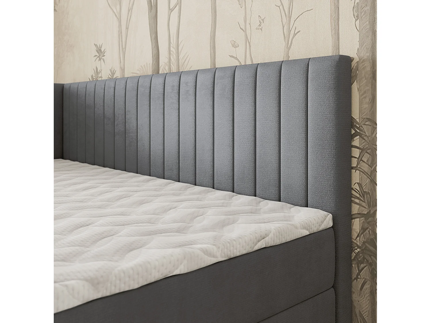 Boxspringbed ARIS 100x200 cm Set met hoofdbord, bedbodem en matras, Grijs