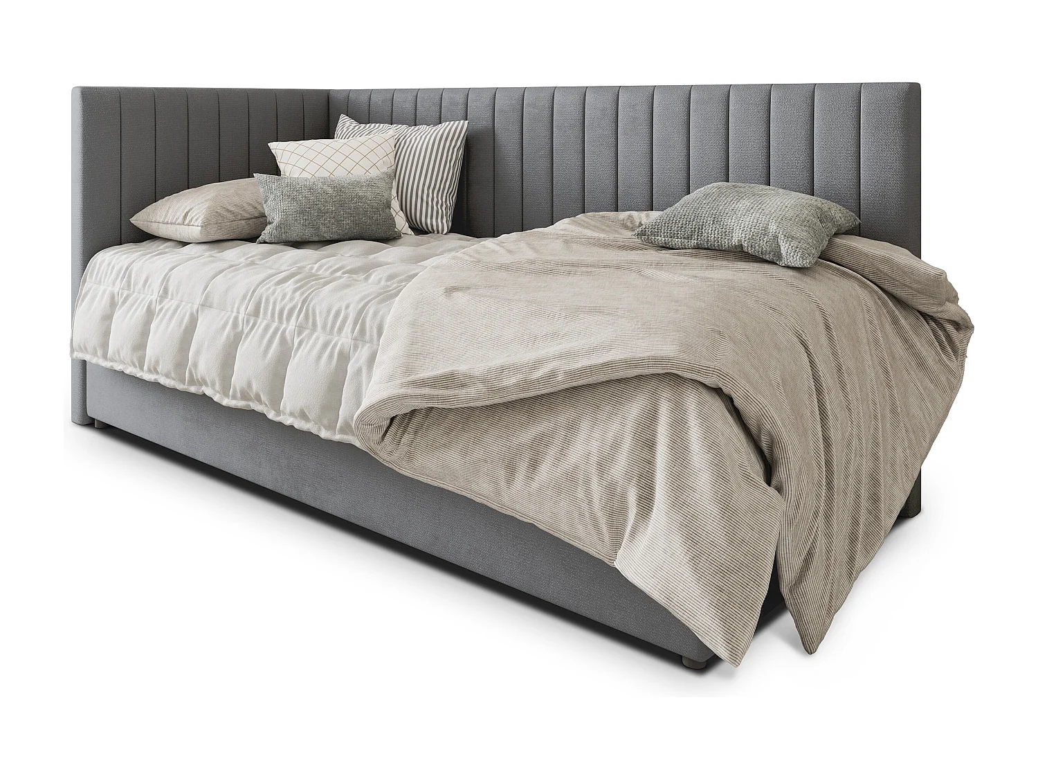 Boxspringbed ARIS 100x200 cm Set met hoofdbord, bedbodem en matras, Grijs