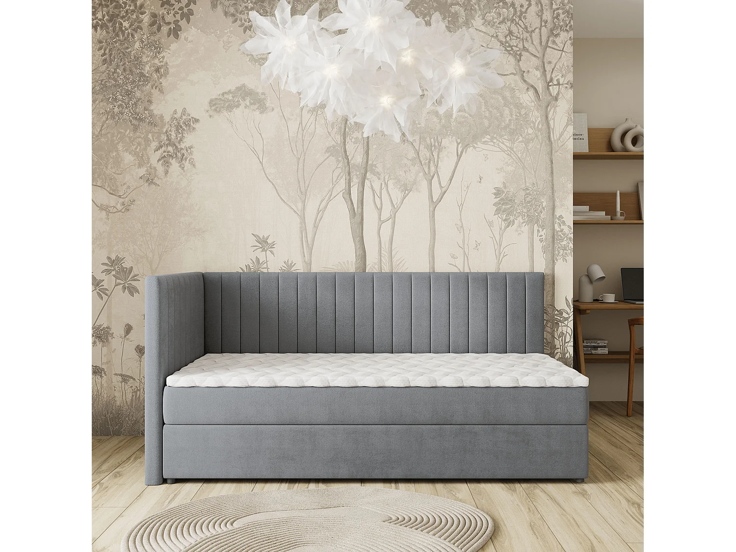 Boxspringbed ARIS 100x200 cm Set met hoofdbord, bedbodem en matras, Grijs