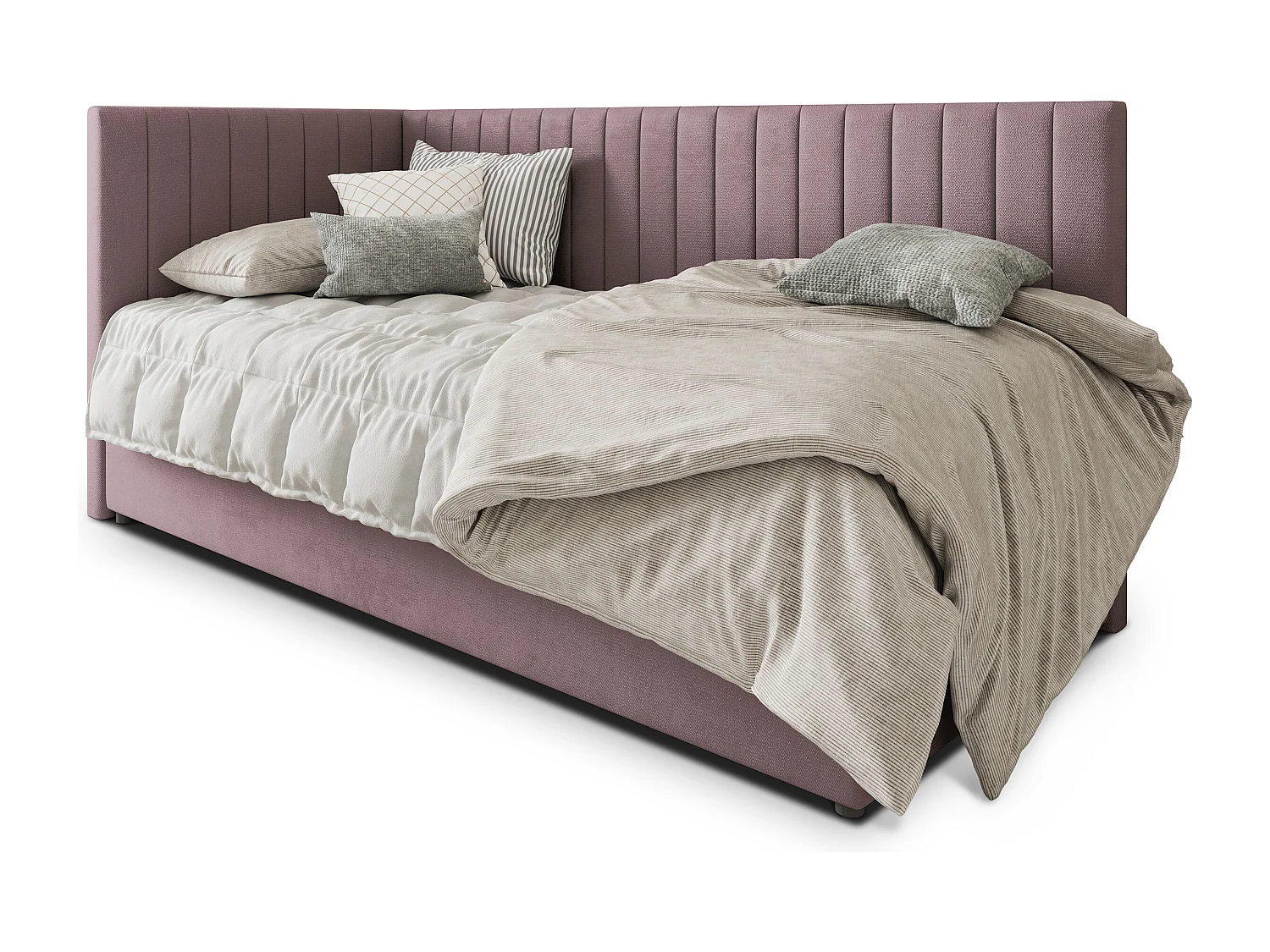 Boxspringbed ARIS 90x200 cm Set met hoofdbord, bedbodem en matras, Poederroze